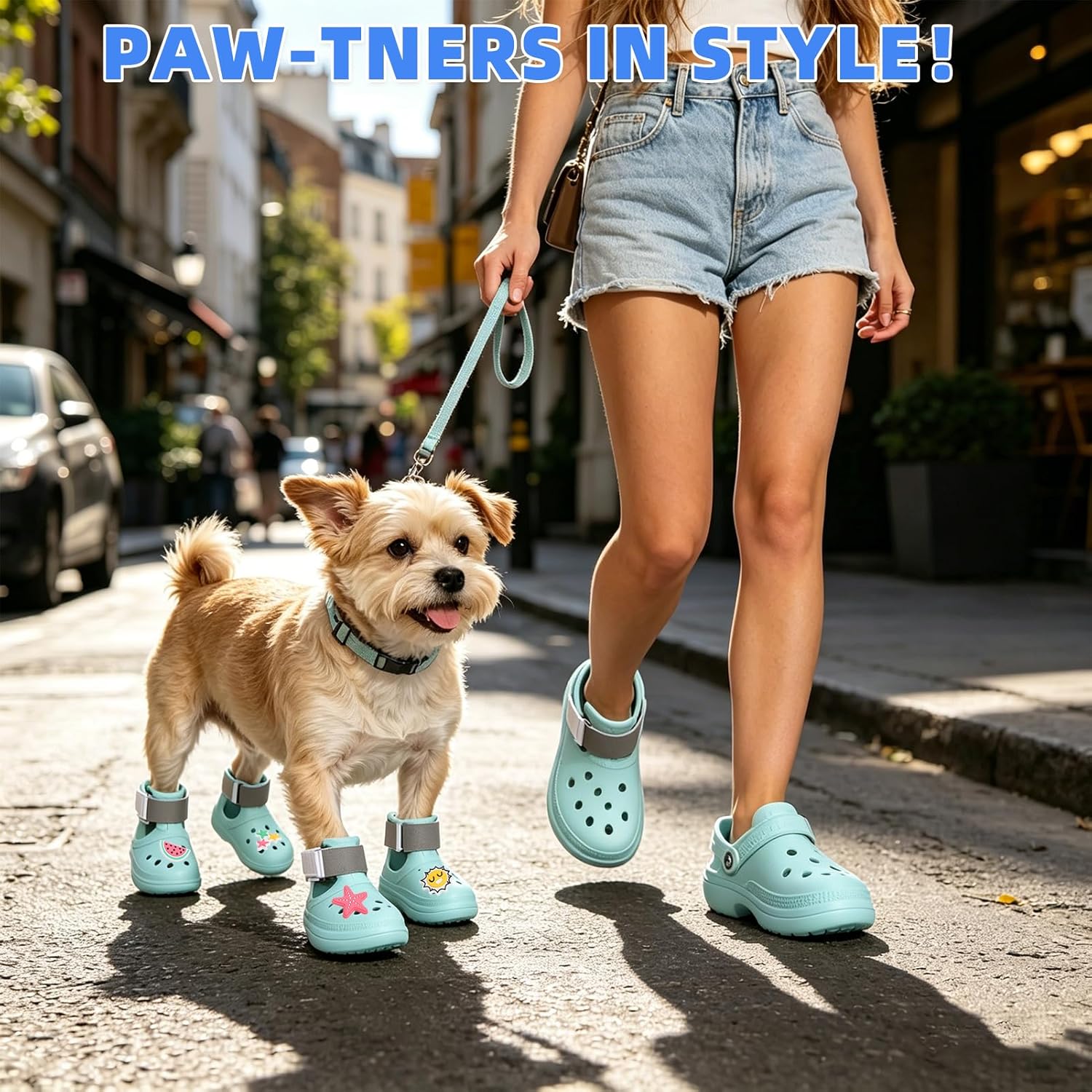 KOOLTAIL Dog Crocs Shoes for Hot Pavement, Waterproof Summer Pet Sandals Boots for Beach to Prevent Licking Paws, Breathable & Non Slip Dog Booties for Hardwood Floor Small Medium Large Dogs, Green S