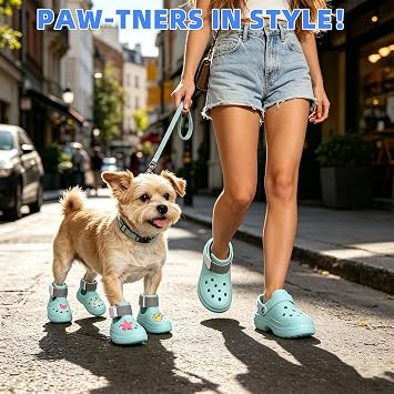 KOOLTAIL Dog Shoes for Hot Pavement, Waterproof Summer Pet Sandals Boots for Beach to Prevent Licking Paws, Breathable & Non Slip Dog Booties for Hardwood Floor Small Medium Large Dogs, Green M