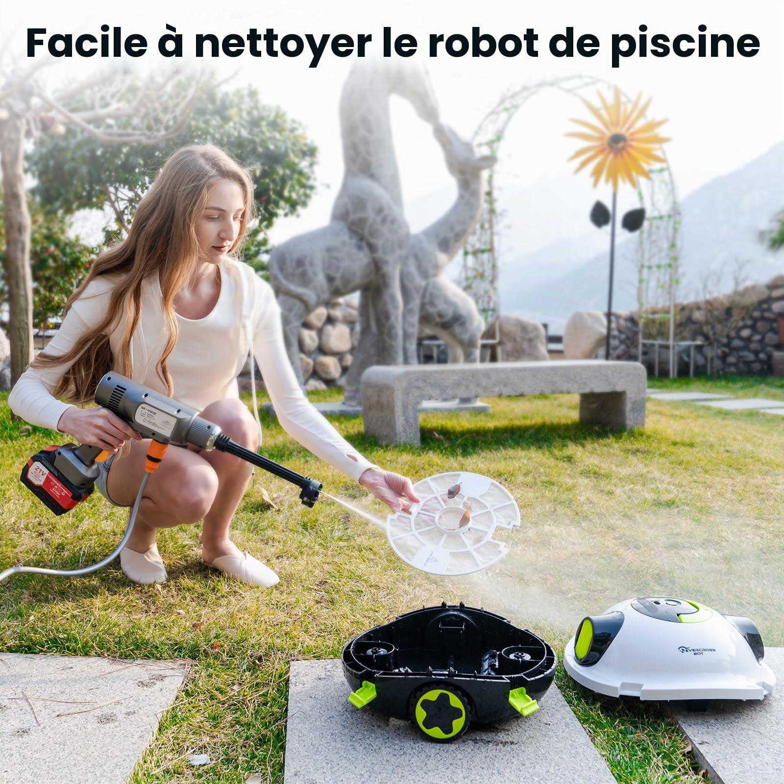 (2026 Nouveau) EVERCROSS BOT Robot Piscine sans Fil - Autonomie 100 Min, Aspirateur de Piscine Automatique pour Fond, Double Moteur 40W, pour Piscines jusqu'à 120㎡, Bac à Débris 3L, IPX8