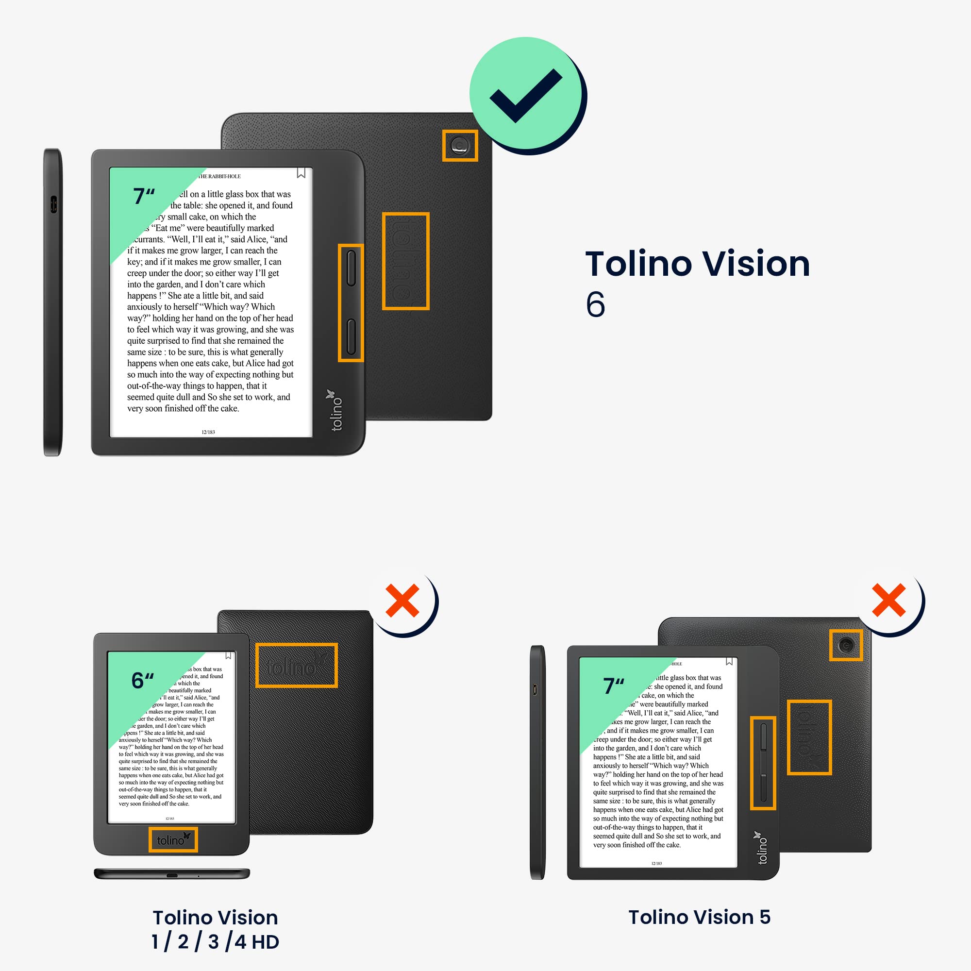 kwmobile Tolino Vision 6 etui z klapką i paskiem na rękę – pokrowiec ze sztucznej skóry o wyglądzie zamszu, kolor petrol, ciemnoszary