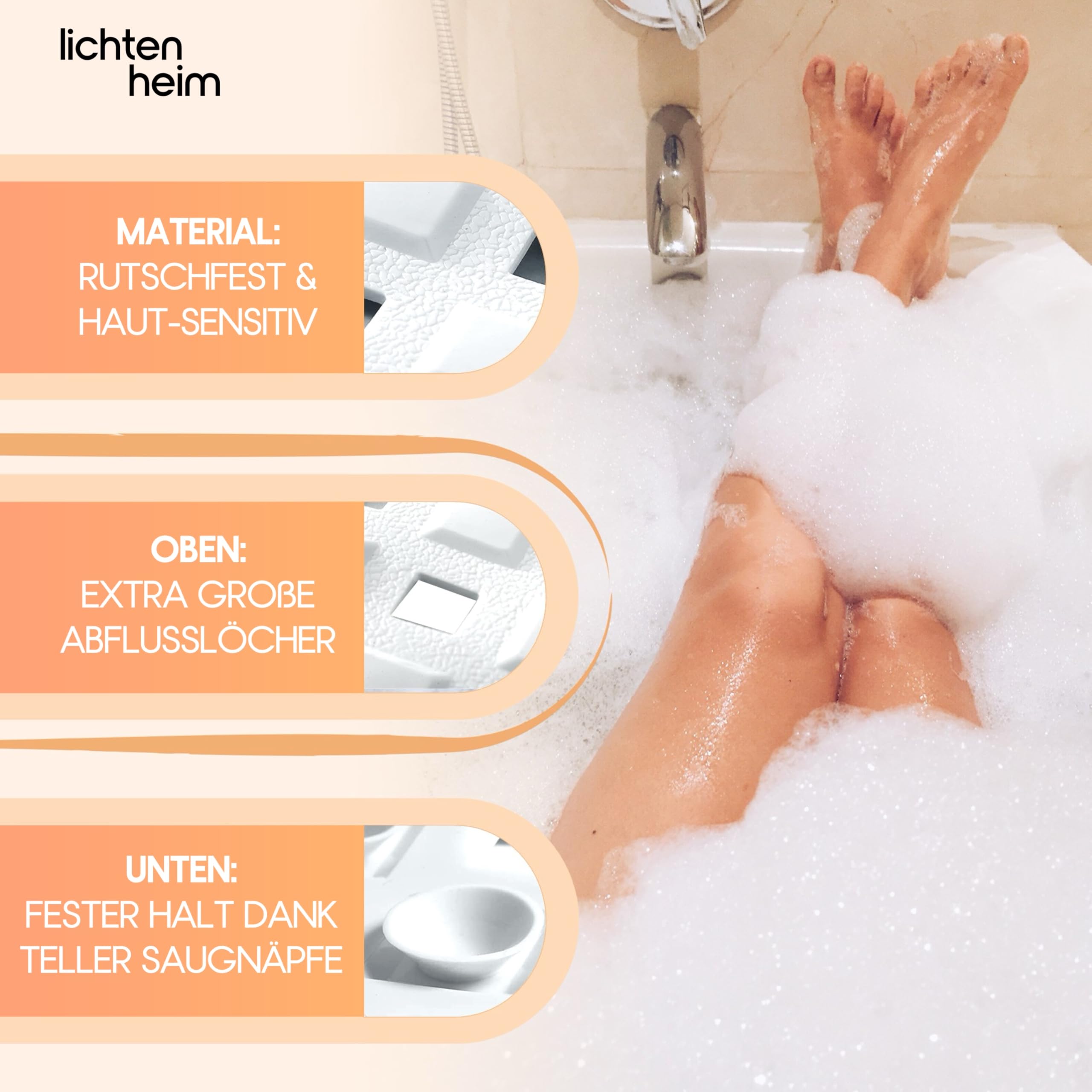 Tapis de douche antidérapant 88 x 39 cm avec crochets design losanges résistant moisissure lavable