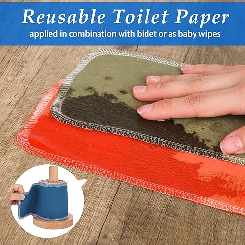 Miniatura 5 de Cholemy 48 toallas de papel reutilizables reutilizables, 24 toallas sin papel, absorbentes, suaves, reutilizables, lavables, 24 toallas de bidé