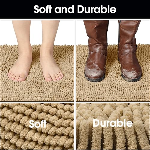 Miniatura 4 de HOMEIDEAS Tapete de felpilla absorbente para interiores, 24 x 36 pulgadas, tapete lavable para zapatos fangosos y patas, tapete interior
