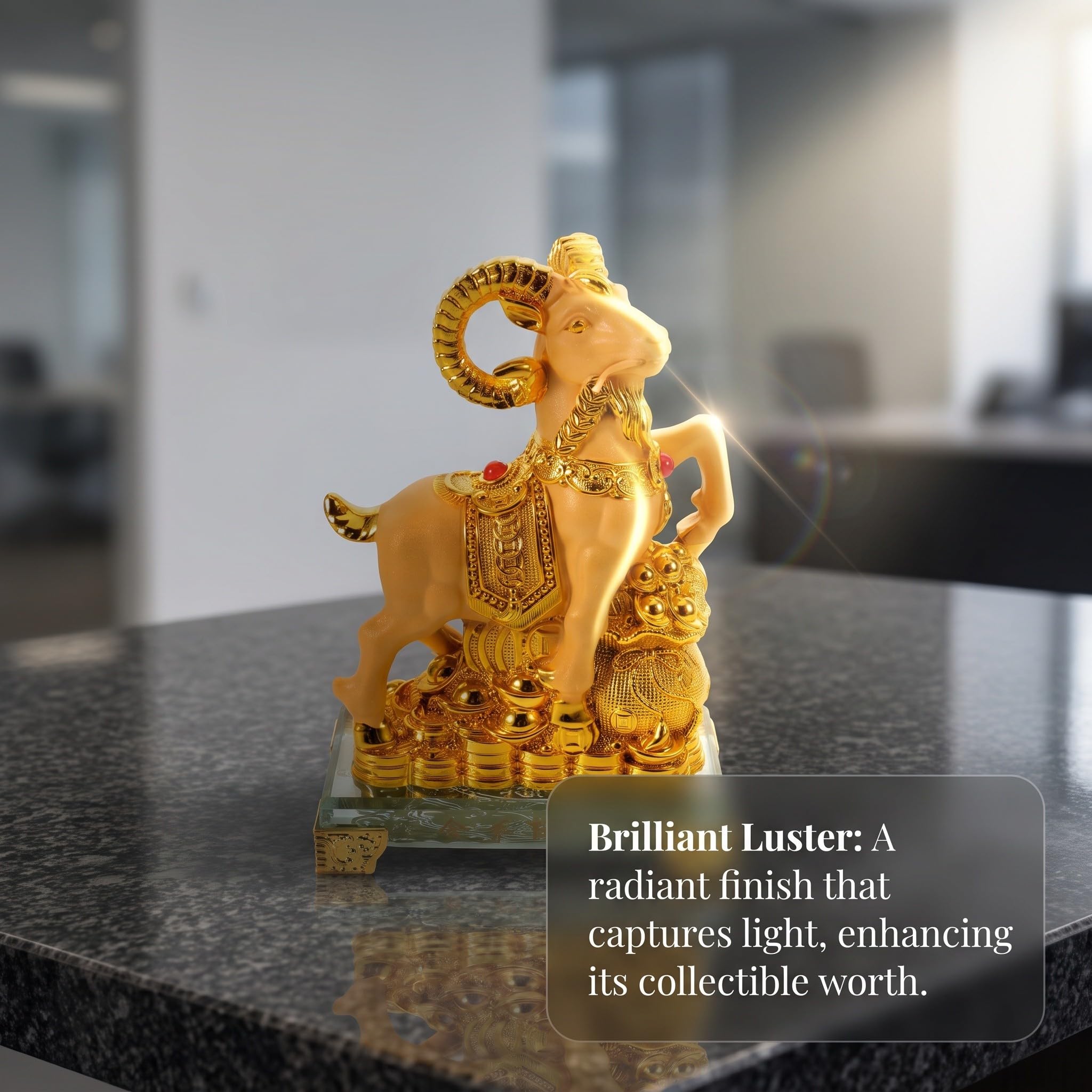 EXCEART Statuetta Zodiaco Capra 2027 Oro, Decorazione Cinese Fortuna