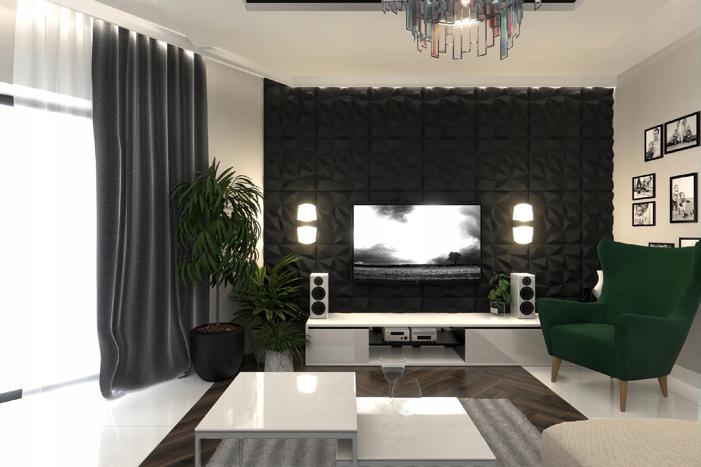 Pannelli Decorativi 3D DECCART Per Pareti - Boiserie In Polistirolo, 100x50 Cm, Nero, Facile Montaggio - Foto 8