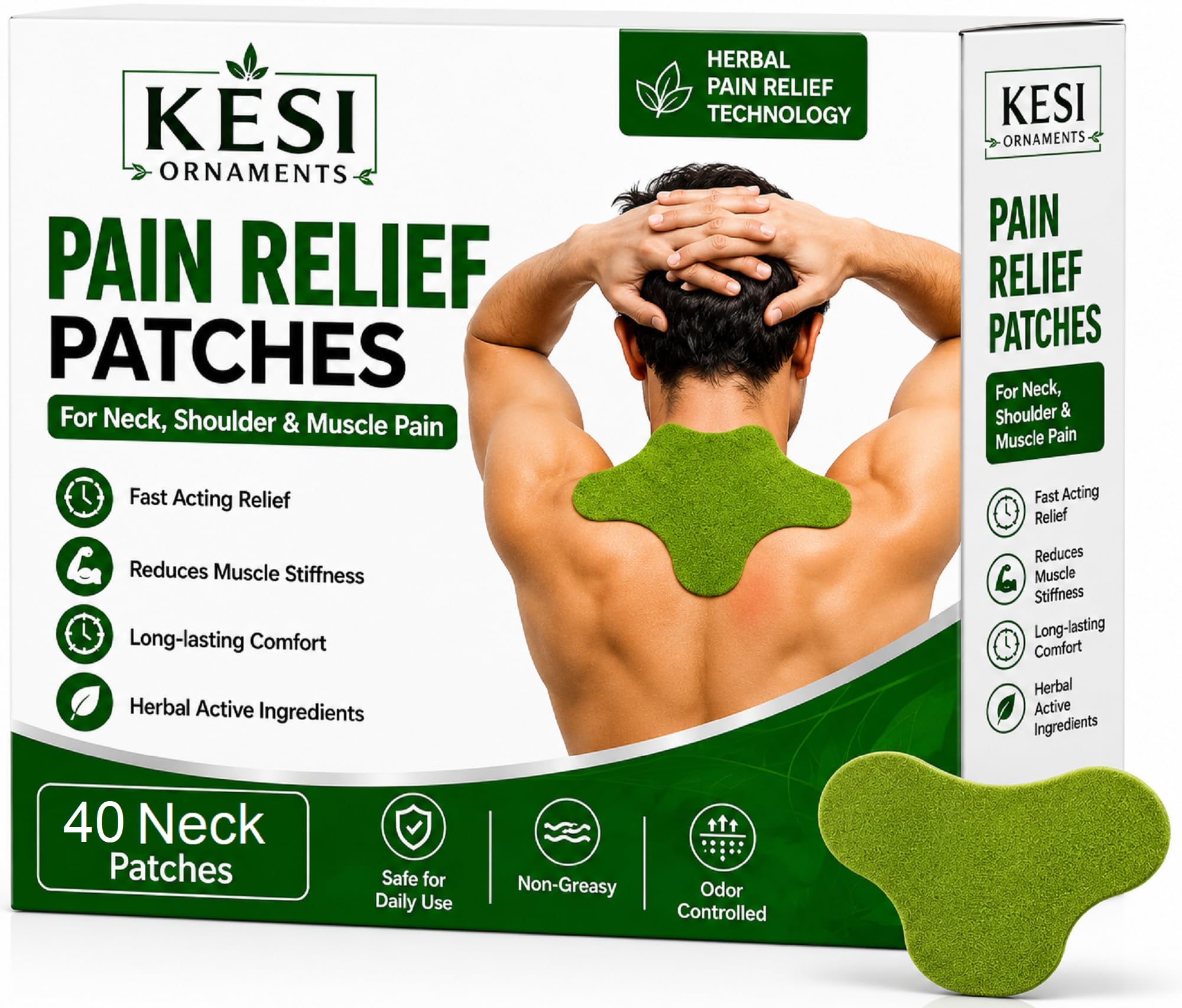 KESI ORNAMENTS Natural Neck Pain Relief Patches - Arthritis Inflammatiion Patch Sticker & Natural Wormwood Self Heating Herbal Plaster for Back, Shoulder,Knee - No Side Effect - Pack of 40-image-35