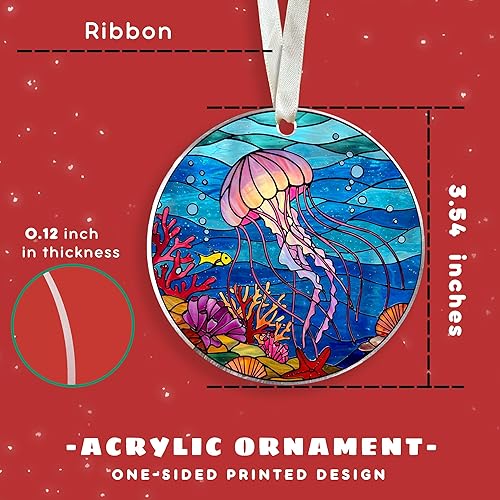 Miniatura 2 de Adornos de medusas, adornos de playa para árbol de Navidad, adorno de Navidad de medusas marinas, regalos temáticos de playa, regalos para amantes