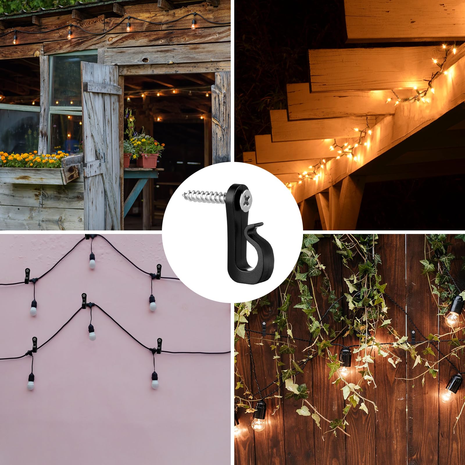 20 Ganci A Vite Q-Hanger Per Luci Natalizie - Nylon Sicuro Per Esterni, Fino A 13,6 Kg