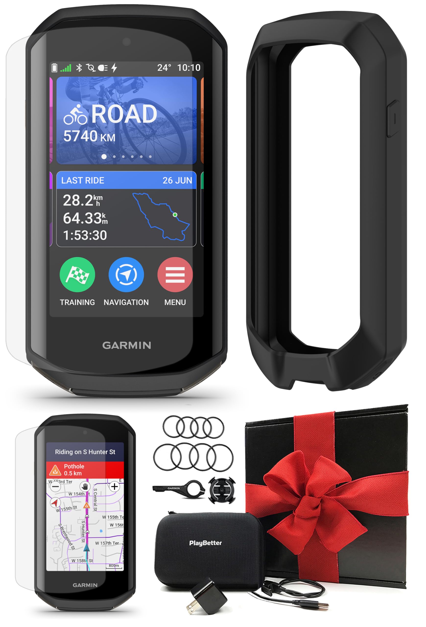 Garmin Edge 1050 Cycling GPS Computer Black Silicone Case Gift Box Bundle