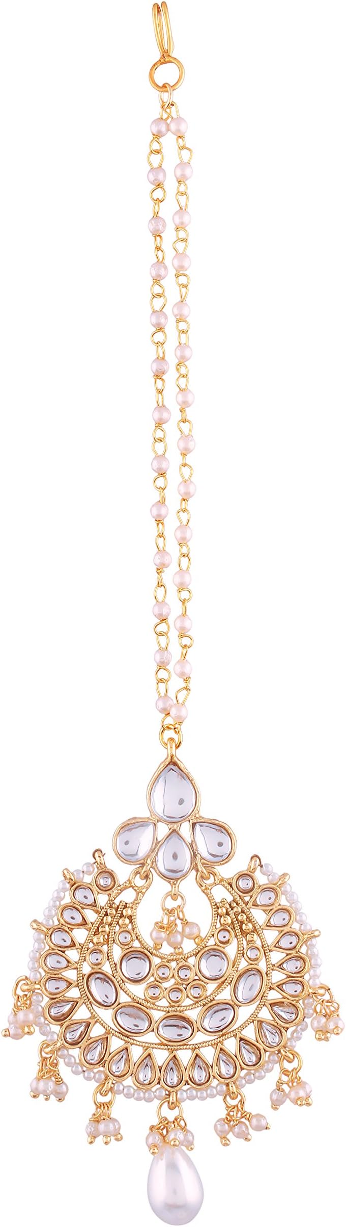 I Jewels 18K Gold Plated Traditional Kundan Studded Maang Tikka For Women (T10-20)