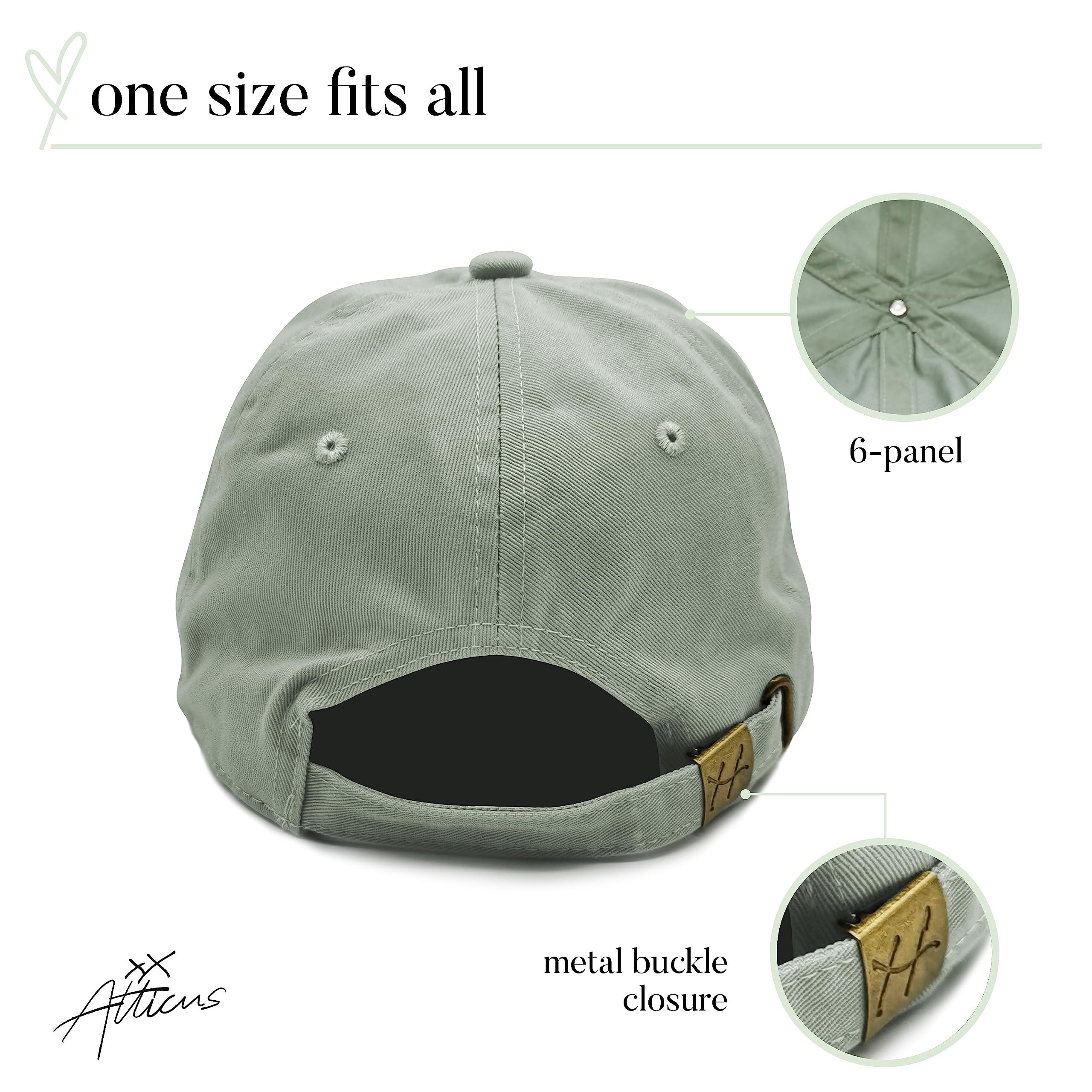 Atticus Poetry Hat, Embroidered Brushed Cotton Women’s Baseball Hat Unisex Fit, Adjustable One Size