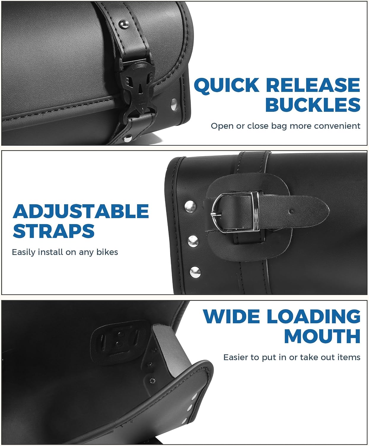 Motorcycle Handlebar Bag,Car Accessories Motorcycle Tool Bag,Pu Leather Motorcycles Fork Bag,Autobikes Side Bag with Straps,Motorcycles Bag,Autobike Storage Bag,Suitable for Most Autobike
