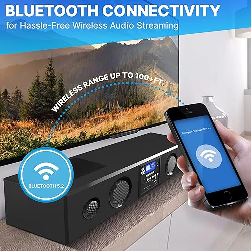 Miniatura 4 de Pyle Barra de sonido Bluetooth envolvente 3D, sistema de sonido compatible con TV, USB, SD, radio FM con entrada AUX de 0.138 in y control remoto