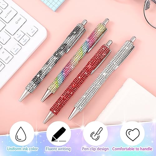 Miniatura 6 de Lincia 8 bolígrafos de diamantes de imitación de metal brillante, coloridos y elegantes bolígrafos de diamantes de cristal brillante a granel con 8