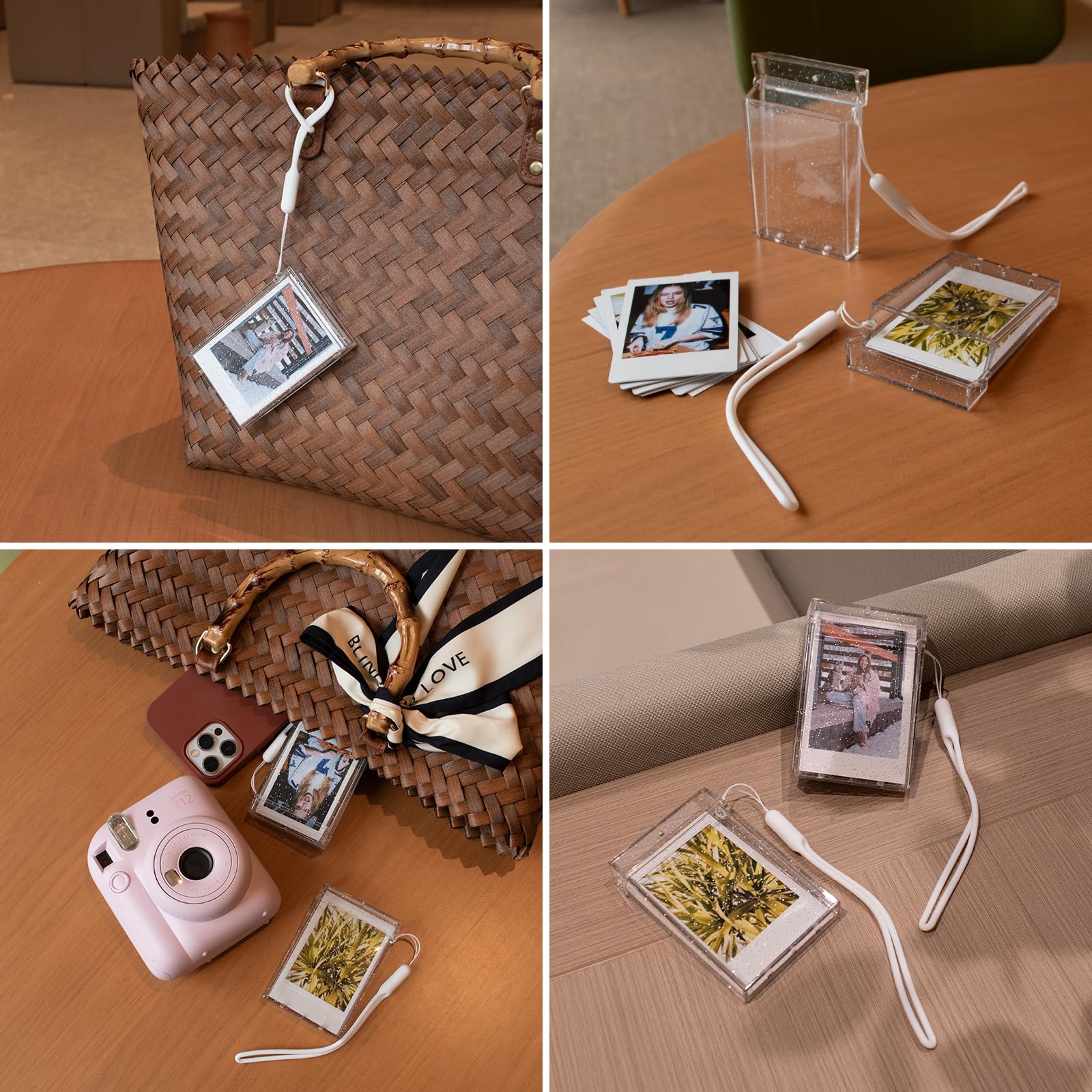 Lot de 2 Boîtes de Rangement pour Photos de 2x3, Étui pour Photos Instax, Mini Support Photo pour Film Instantané Fujifilm Instax Mini 13 12 11 9 8 7 99 70 40 90 Evo - Paillettes