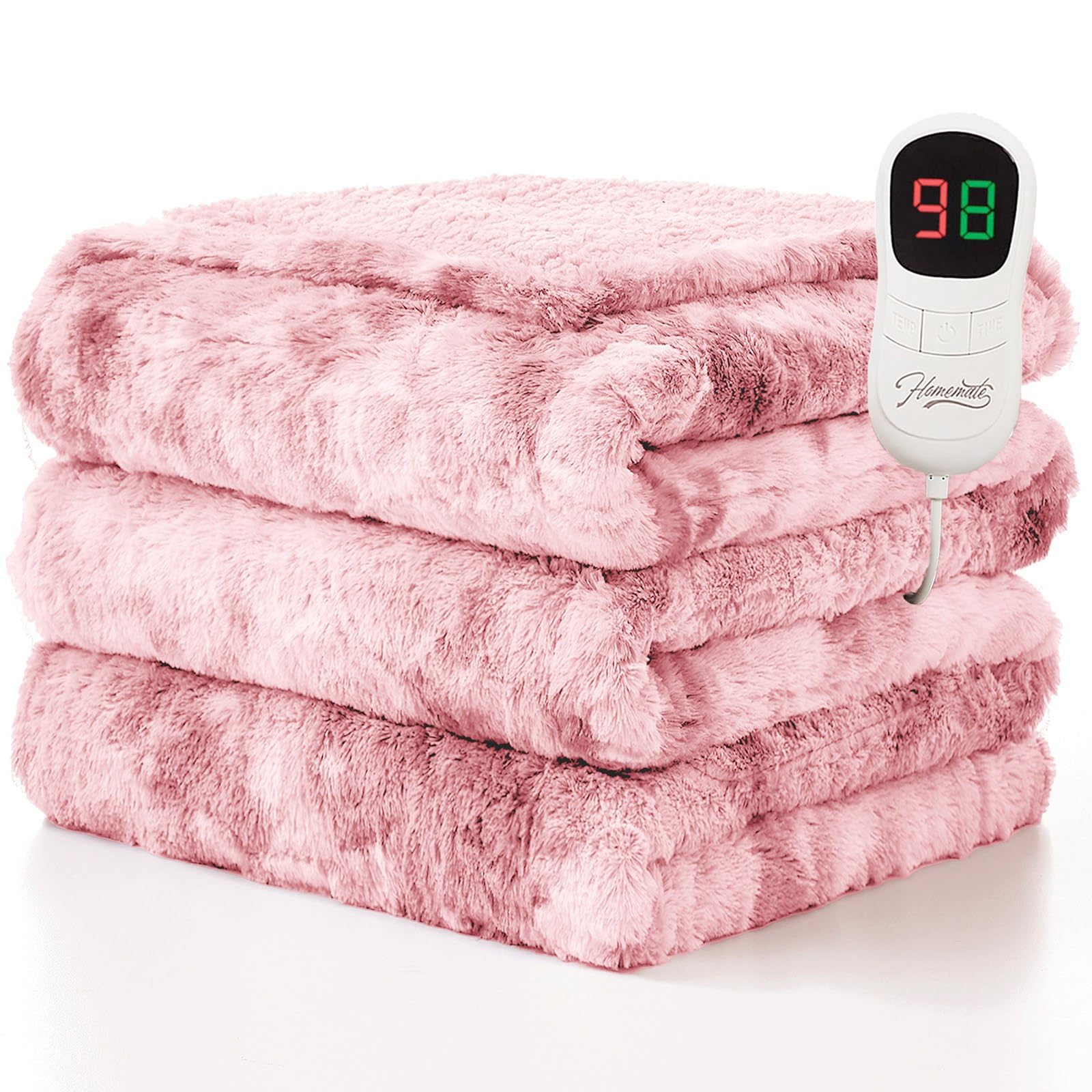 Homemate Electric Blanket Corded Heated Throw 8HR Timer Overheat Protection