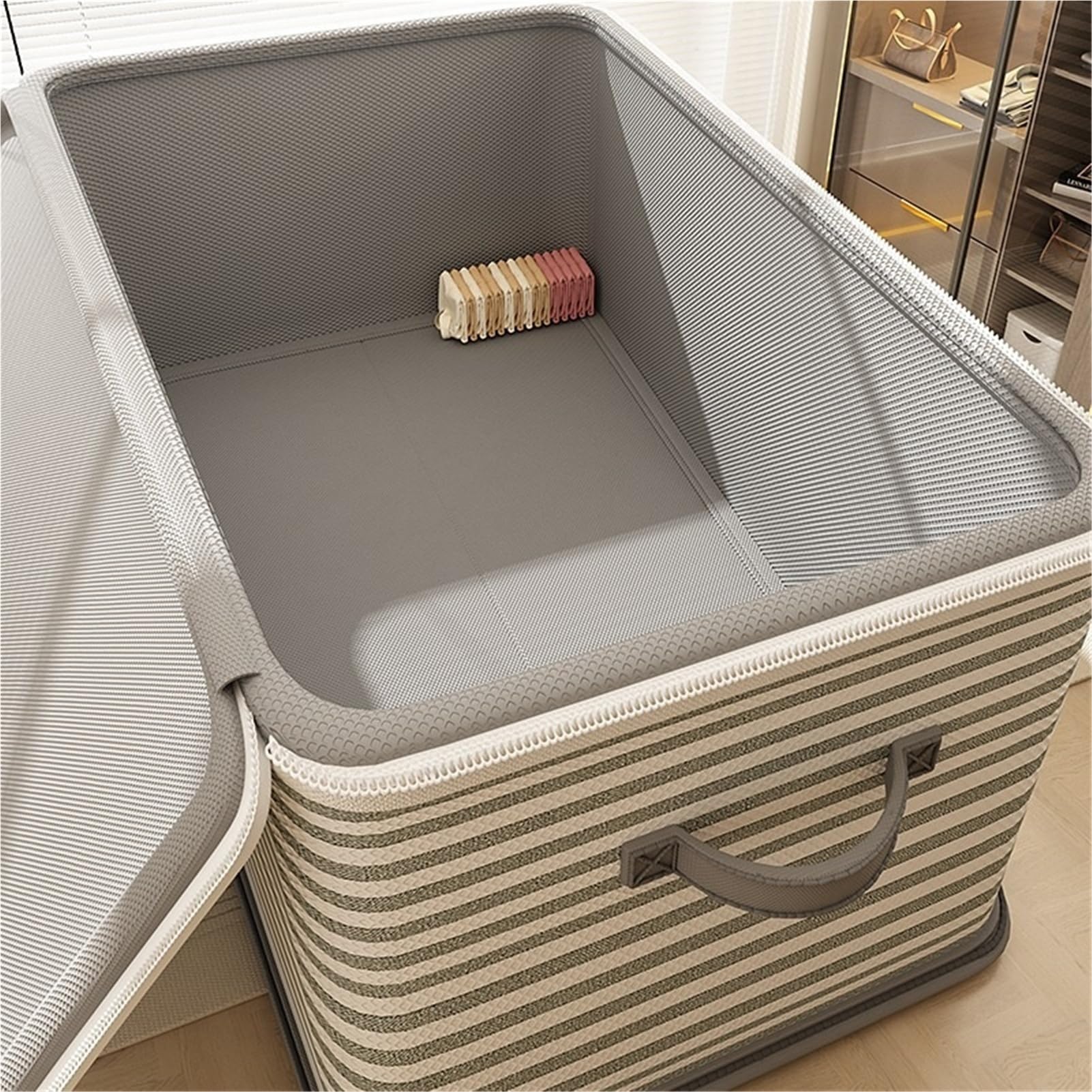 Organizzatore Di Armadio Pieghevole Cesto Di Stoccaggio con Coperchio, Maniglia e Cerniera/Gray/58 * 40 * 35 cm