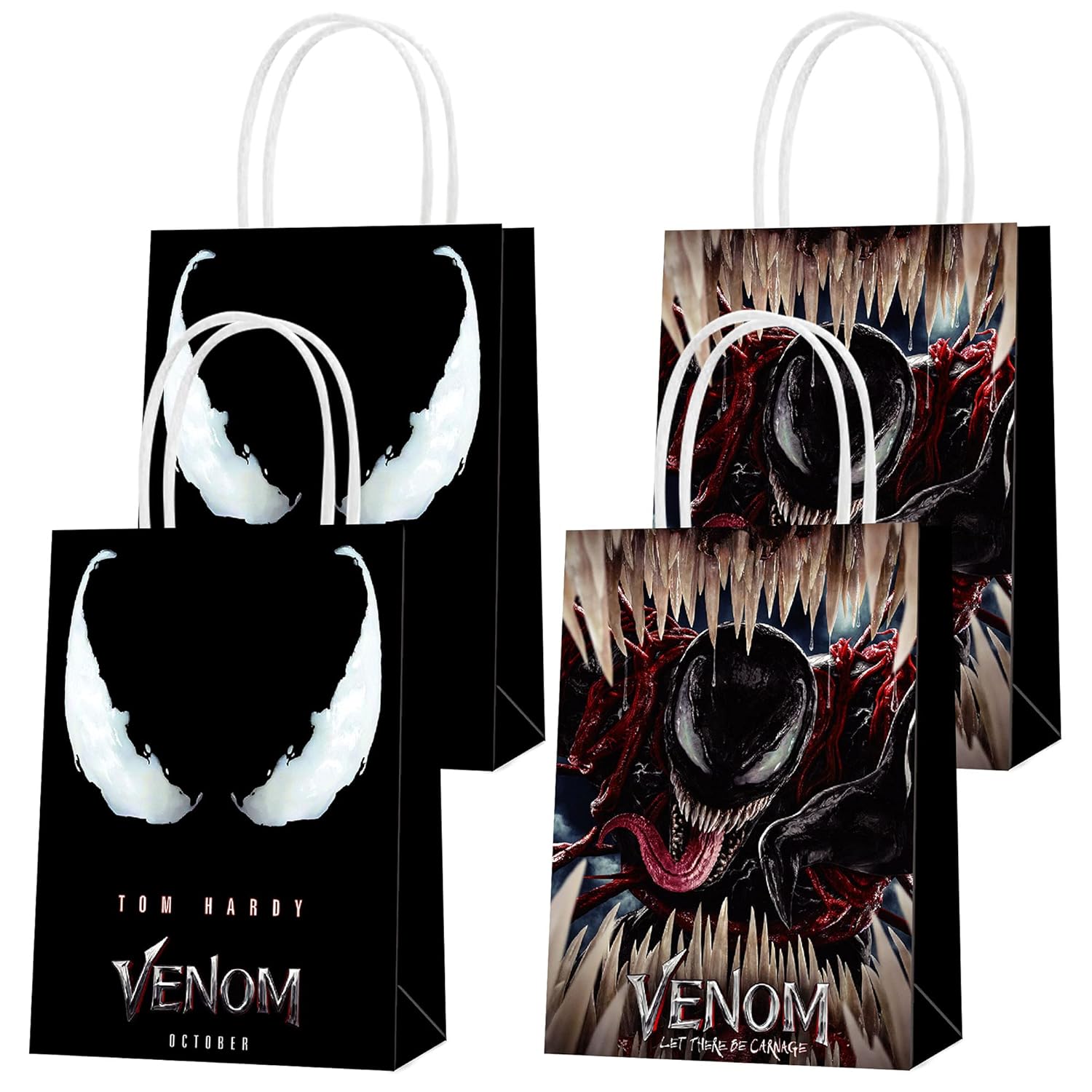 XIYUS 16 Pcs Venom Party Paper Gift Bags, 2 Styles Party Favor Bags