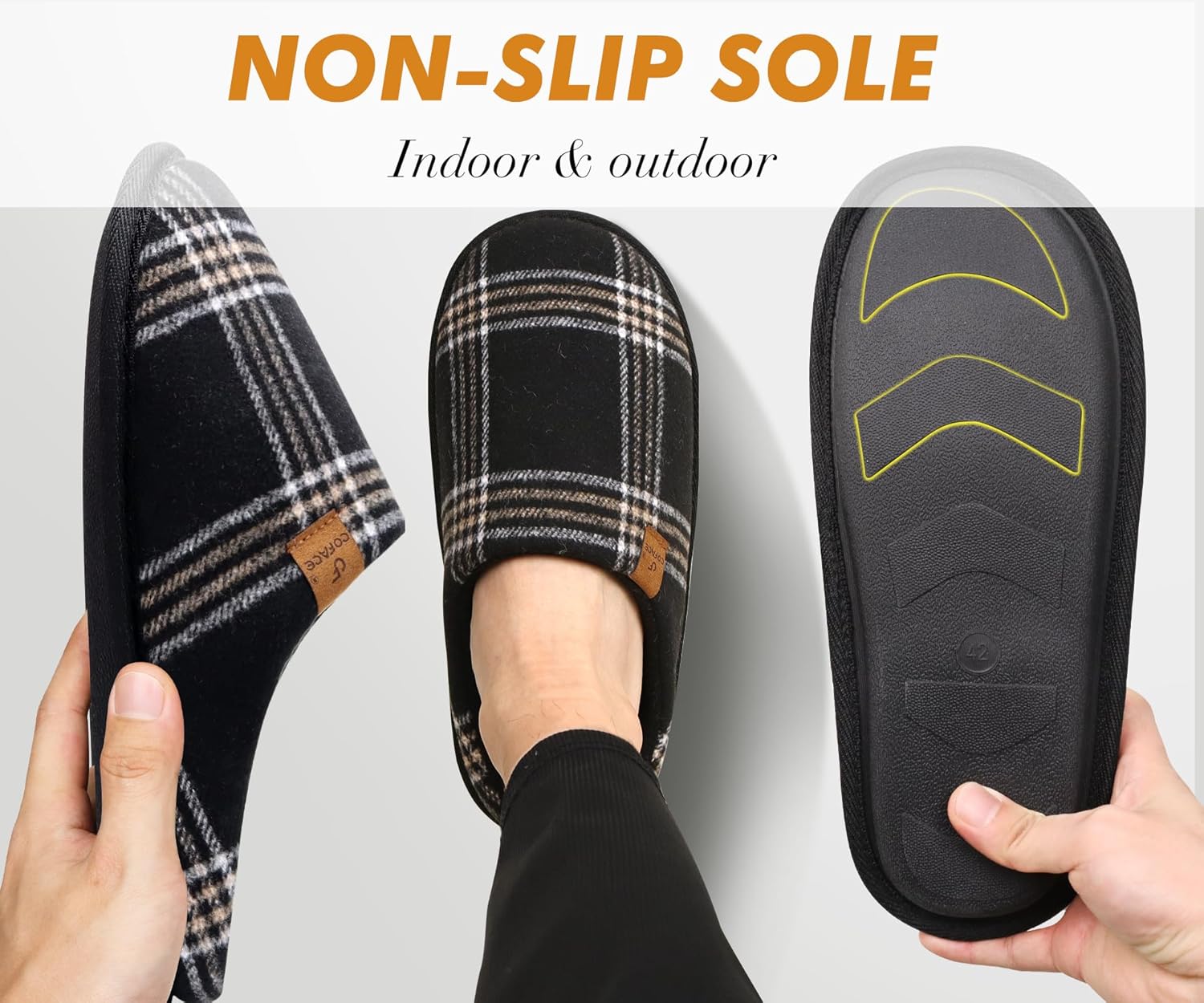 COFACE Mens Memory Foam House Slippers Slip On Cozy Scuff Shoes Indoor/Outdoor with Arch Support Size 7-15 - Image 5