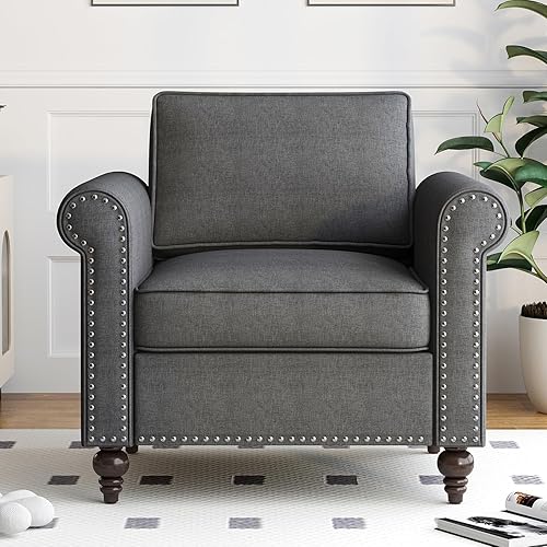 Miniatura 9 de Mjkone - Juego de sofá de 3 piezas para sala de estar, sofá seccional moderno y sofá cama con forma de calabaza, patas de madera, tela de lino