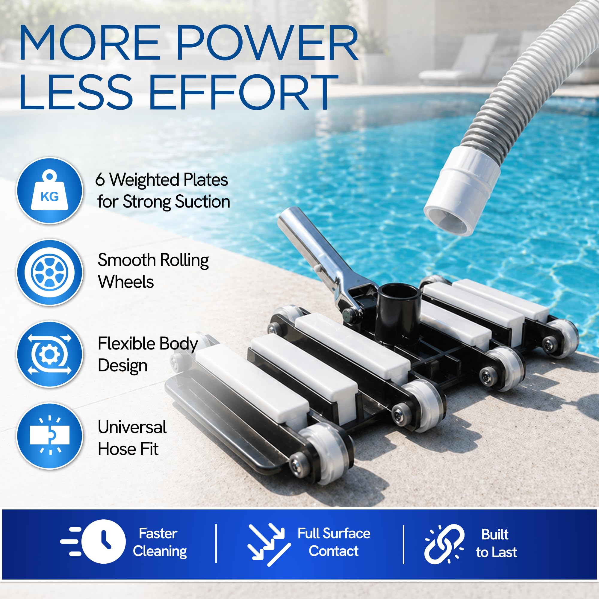 FibroPRO® Professioneller Flexibler Schwimmbad-Vakuumkopf