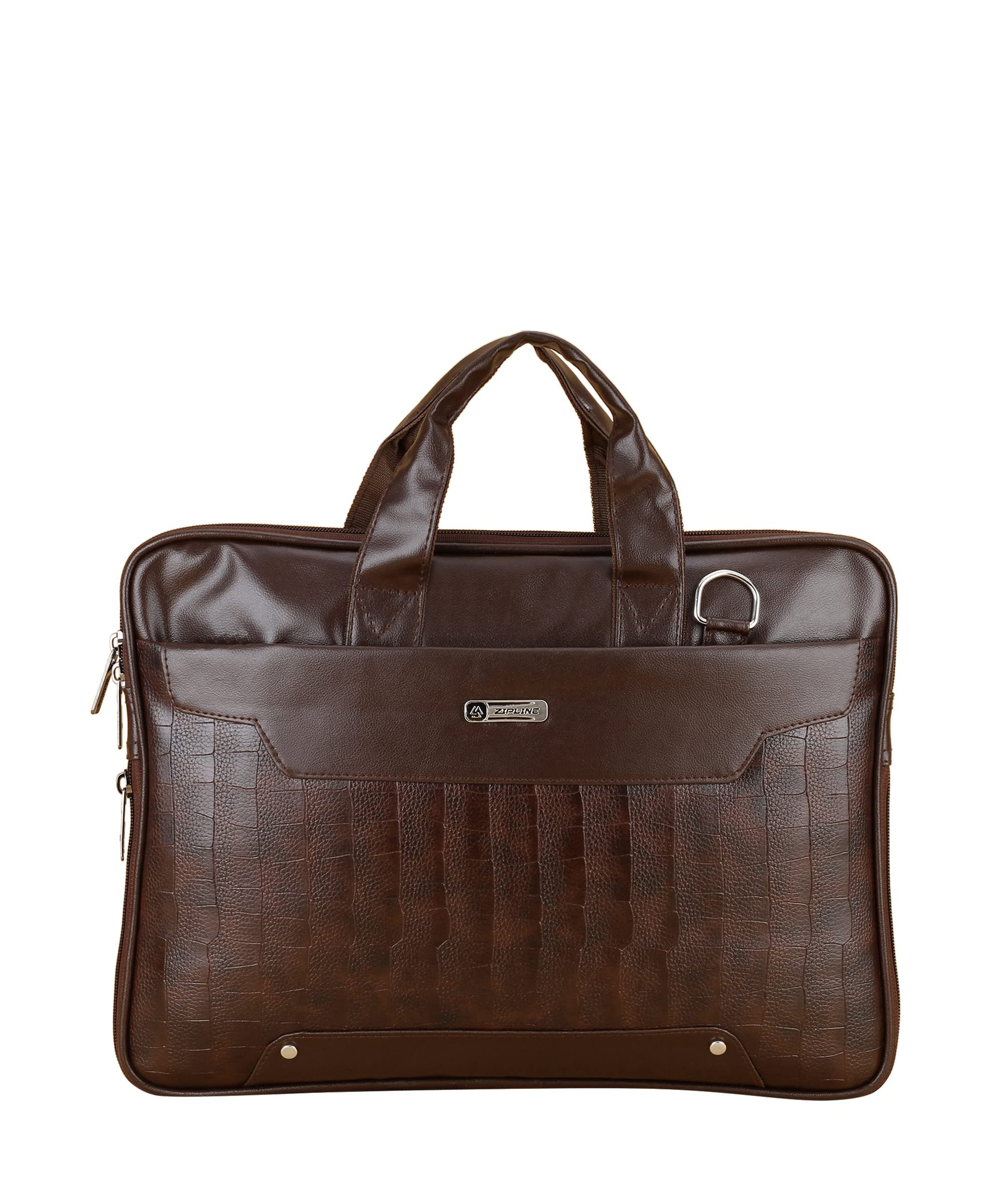 zipline Office Faux Leather laptop bag for Men - Fits 14/15.6/16 inch Laptop Messenger Bags For Mens (1-Brown Bag)-picture-2