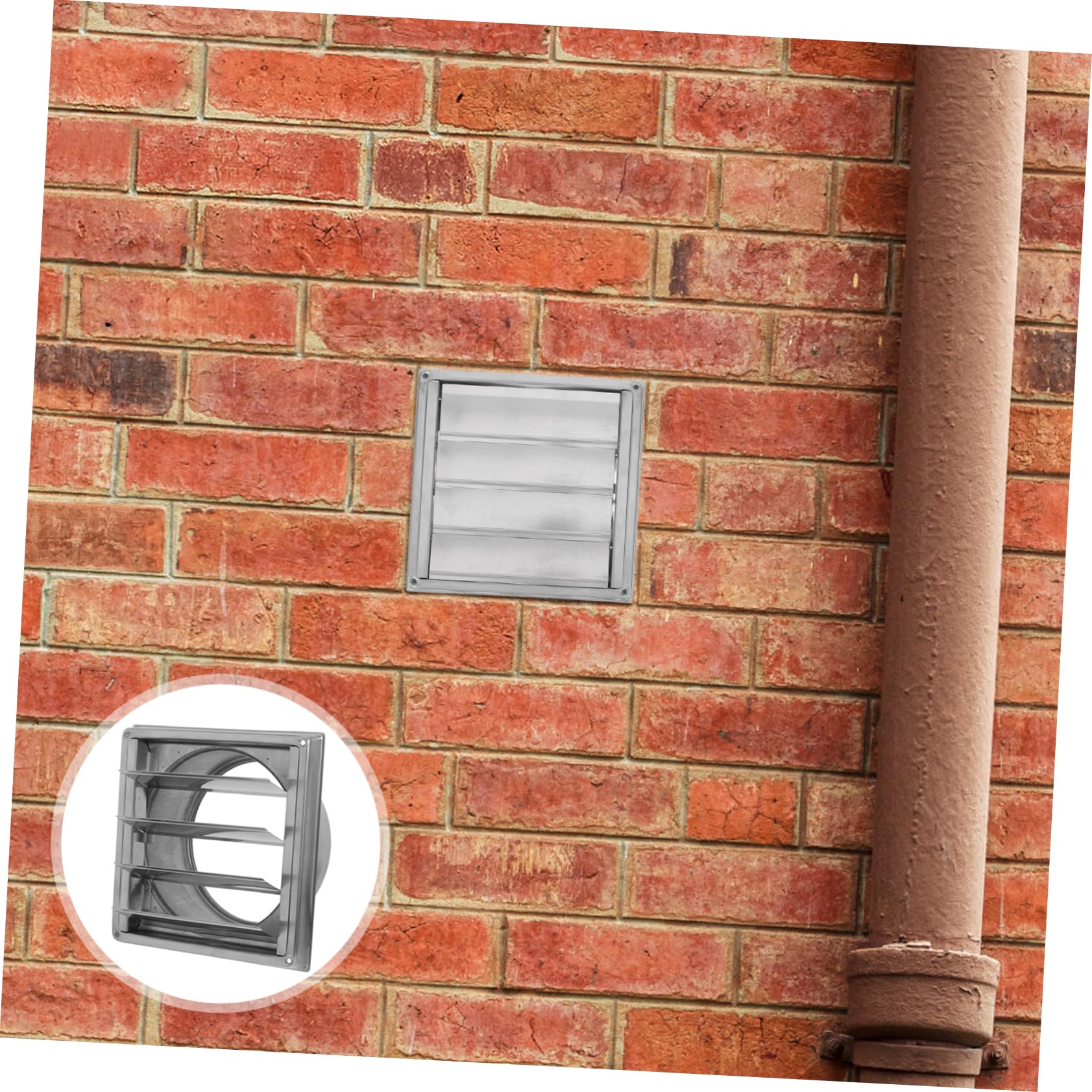 SHINEOFI Rejilla de Ventilación de Acero Inoxidable 304 Cubierta Anti Lluvia Diseño Cuadrado Elegante Persianas Móviles para Pared Exterior para Baño y Edificios Comerciales