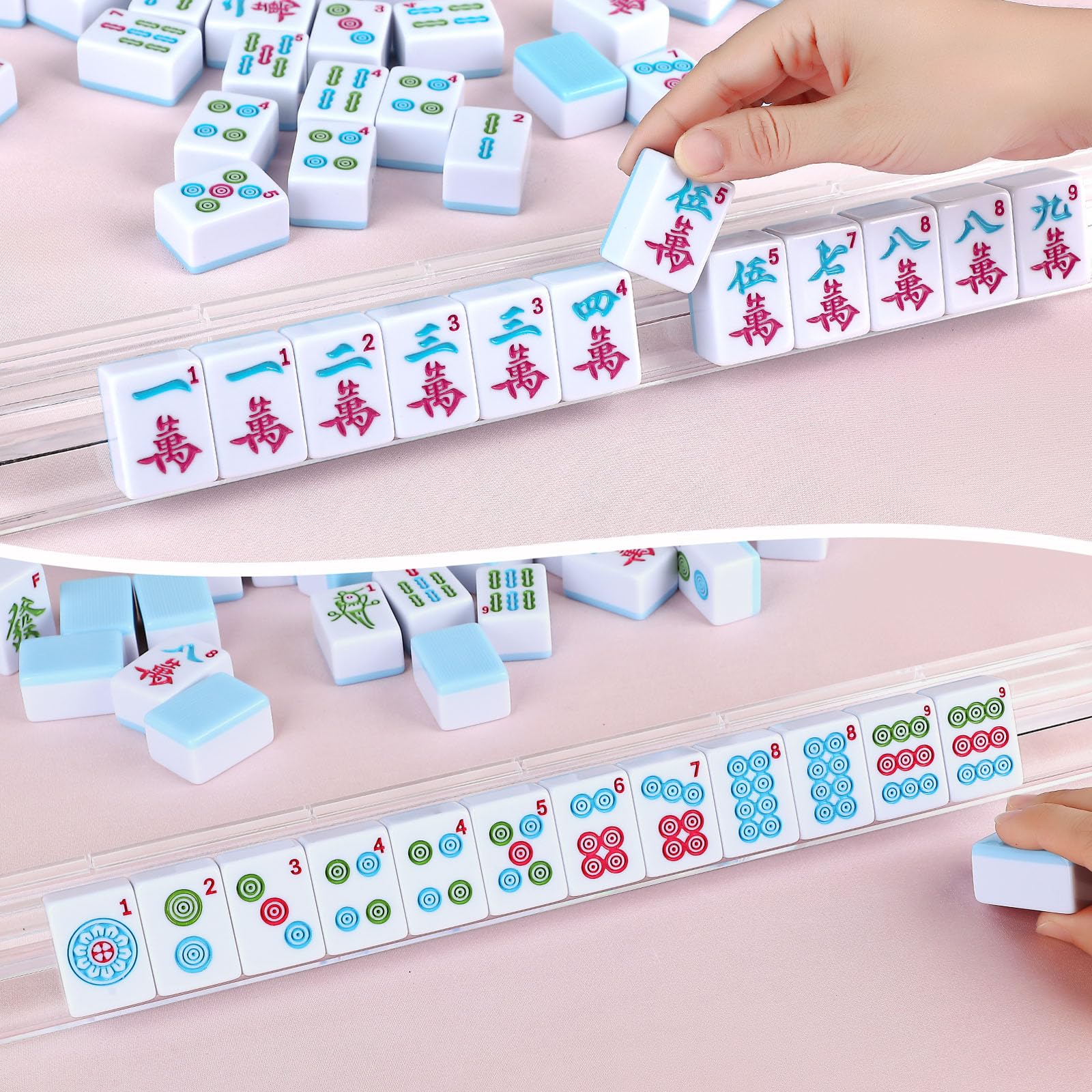 American Mahjong Game Set 146 Qulity Mahjong Blue Tiles 1.4-inch