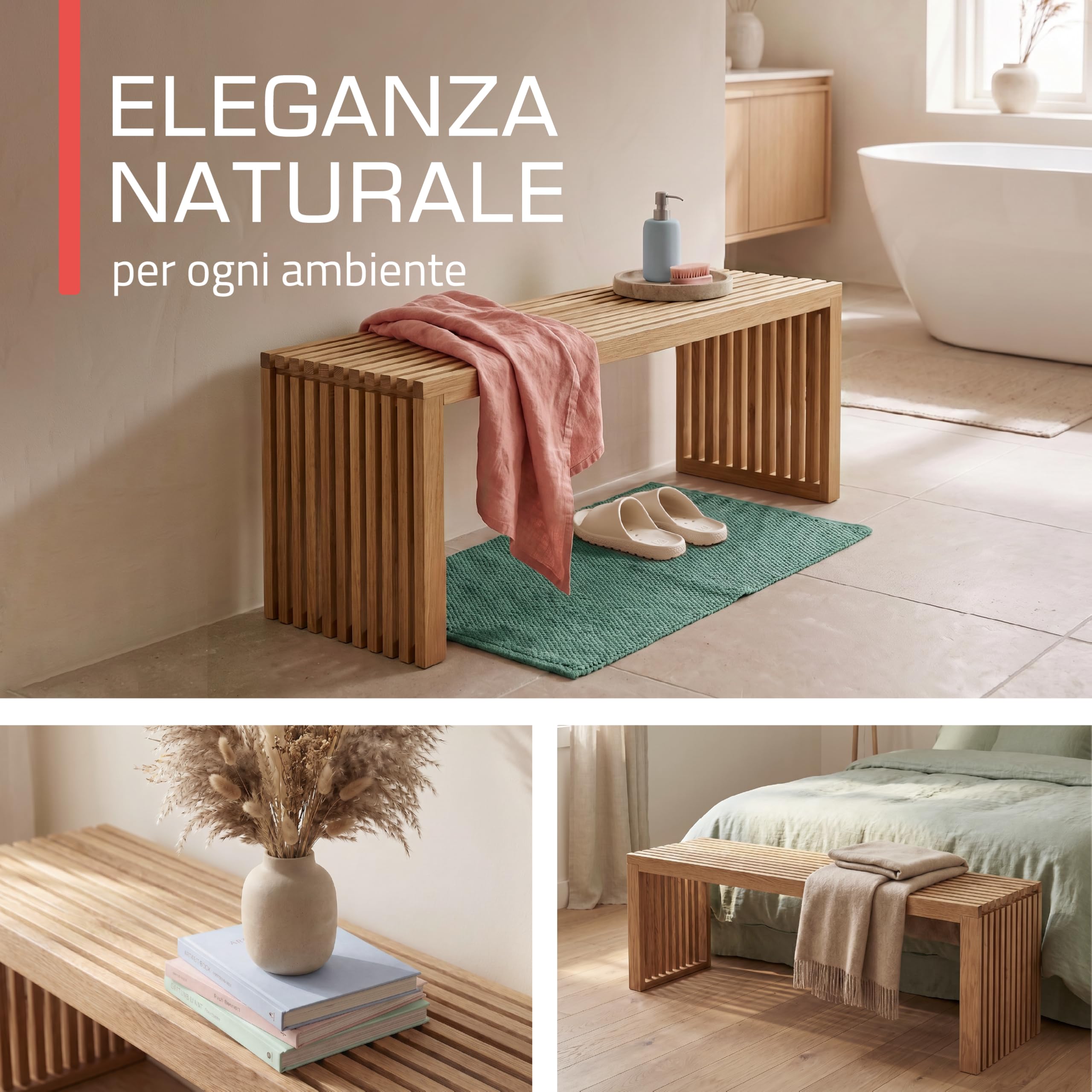 bomoe Panca Legno FSC® Rovere Massello Oliato a Doghe fino a 250 kg Cucina | 150x33x43cm look naturale per Ingresso Sala da Pranzo Panchina seduta Eichberg