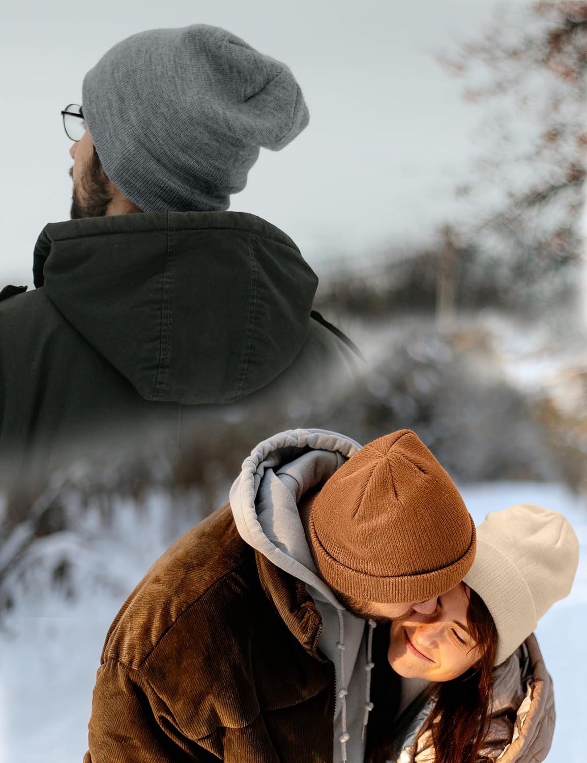 Satin Lined Wool Beanie Hat for Women Men Fall Winter Fashion, Warm Knit Cuffed Fisherman Skull Cap/Slouchy Beanie - Image 7