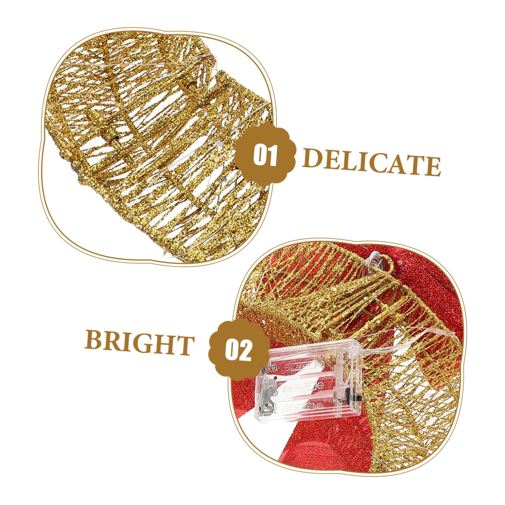 Navideña Metálica Luces LED Cálidas Guirnalda Decorativa Iluminada para Interiores y Exteriores Adorno Colgante para Puerta y Fiesta