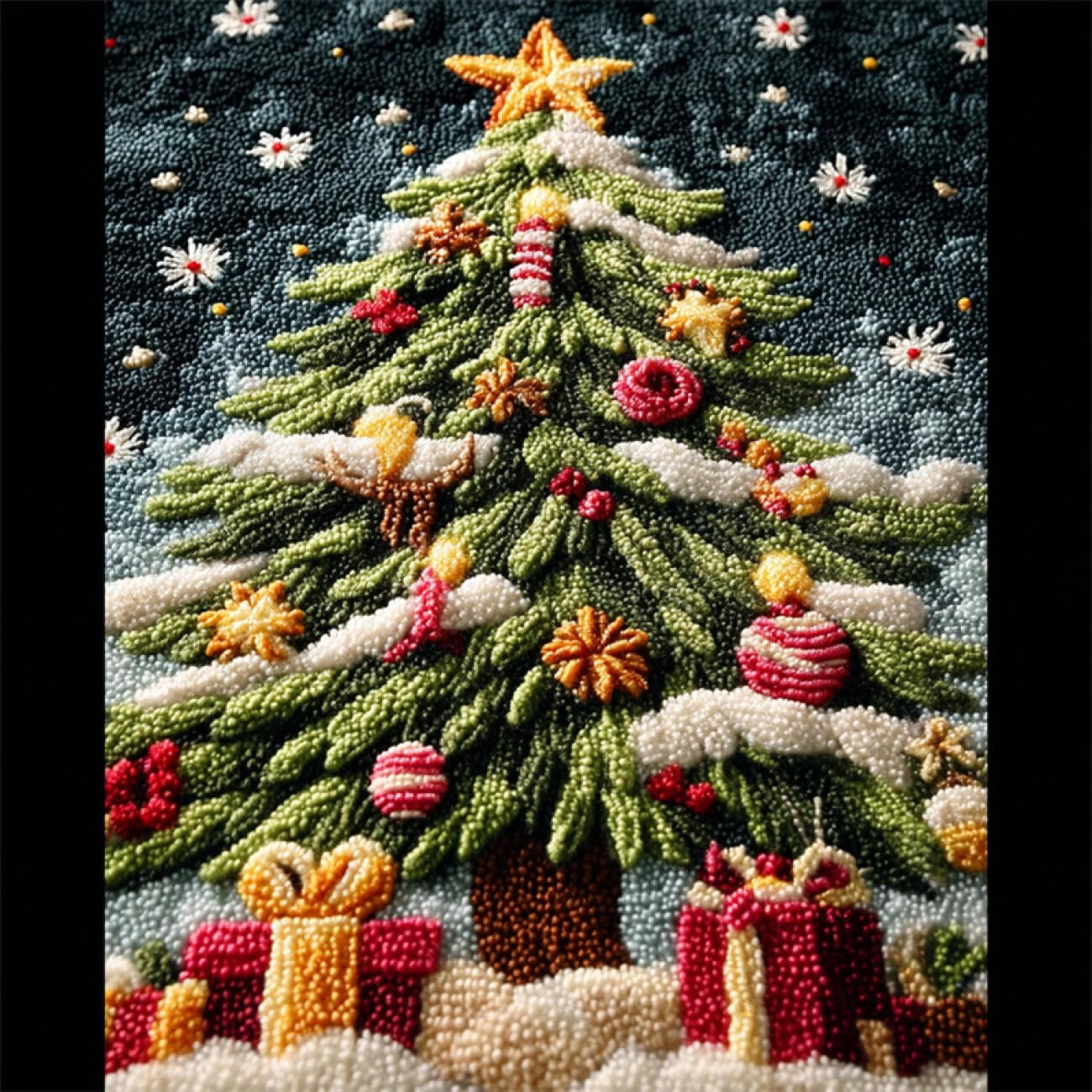 AxiangziK DIY Tapestry Kits for Adults Cartoon Christmas Tree DIY Latch Hook Rug Kits,Crochet Kit for Beginners,Carpet Making Set with Printed Canvas，Gift 31x45in