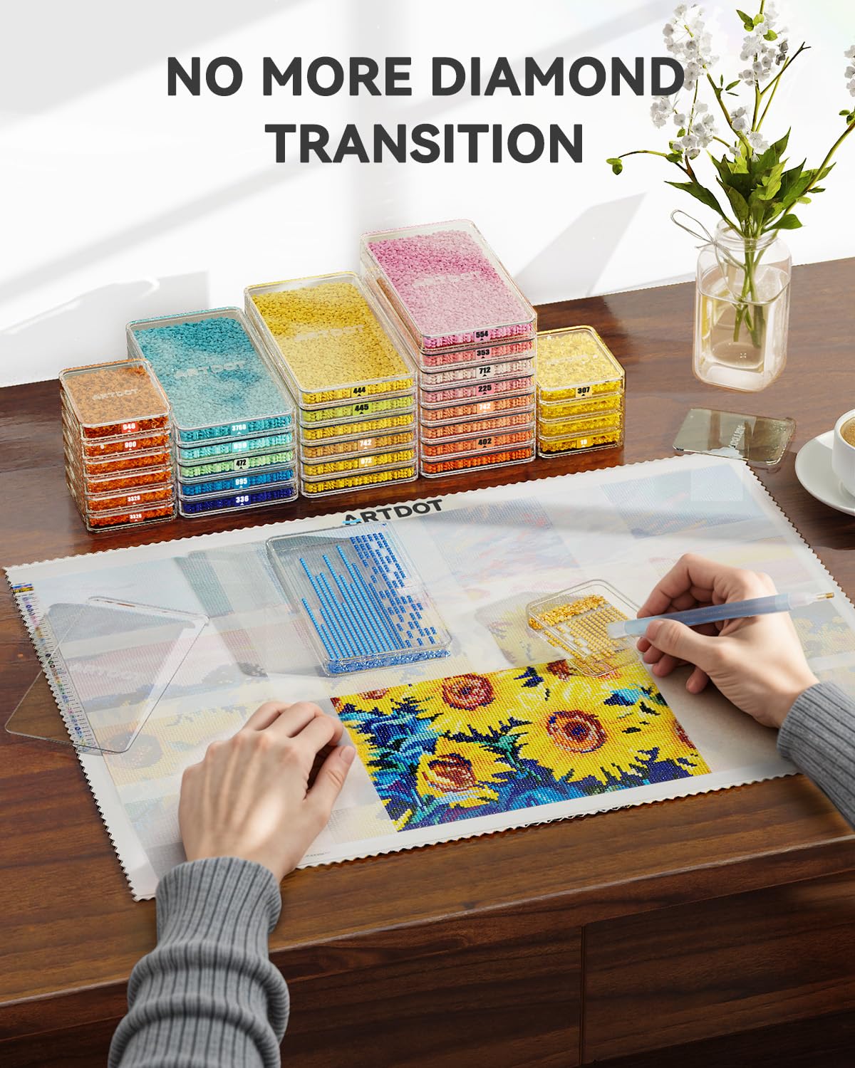 Set 15 Pezzi Vassoi Diamond Painting - Organizzatore Con Coperchi, 2 Misure, Anti-Statico E Etichette Colori - Foto 7