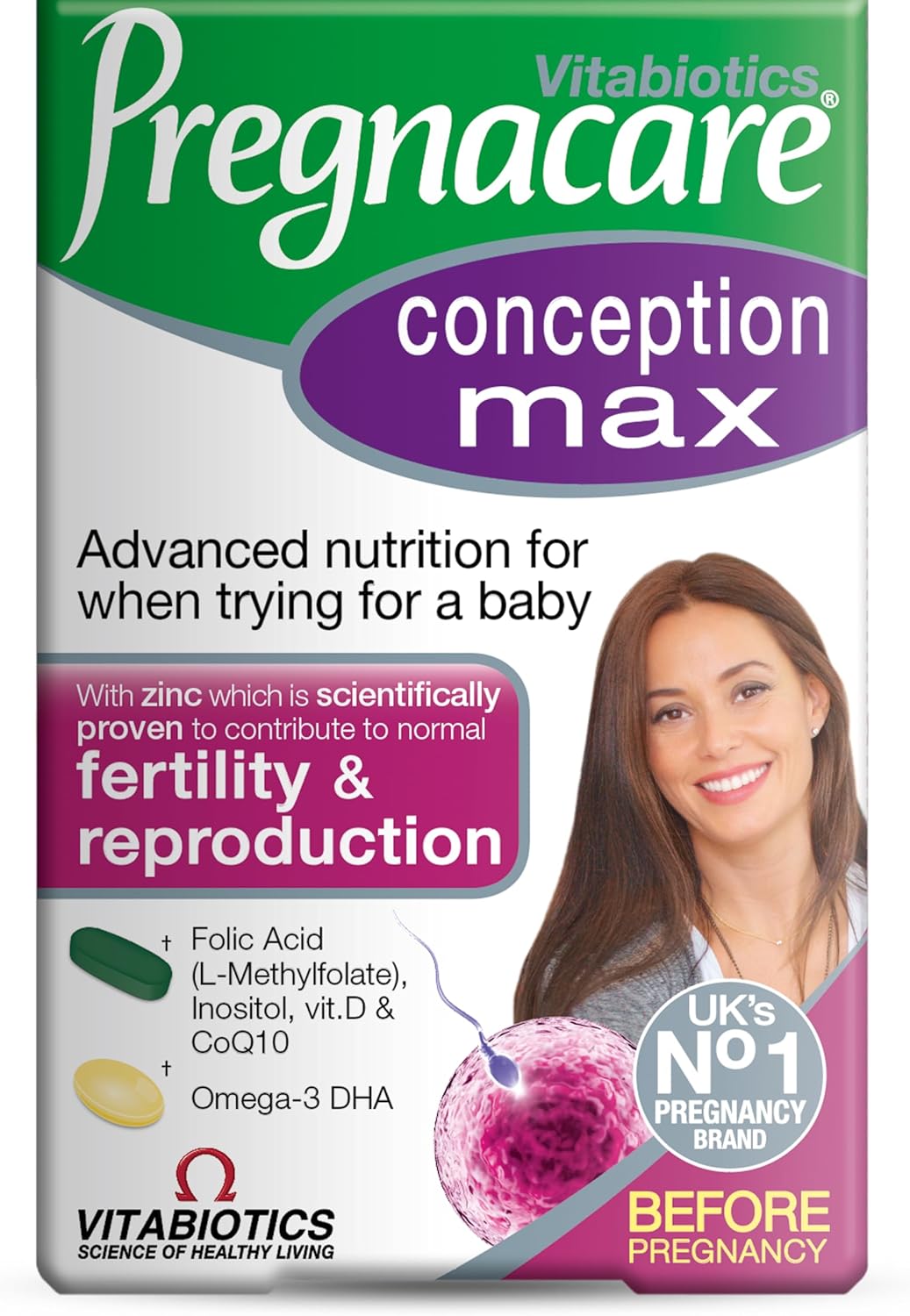 Pregnacare Fertility and Conception Max – Pregnancy Multivitamins – UK’s No.1 Pregnancy Brand. Greater Prenatal Care for Women, Supplement with Added Omega-3 DHA for Normal Brain and Eye Development.