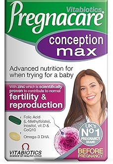 Pregnacare Fertility and Conception Max - Pregnancy Multivitamins - UK's No.1 Pregnancy Brand. Greater Prenatal Care for Women, Supplement with Added Omega-3 DHA for Normal Brain and Eye Development.