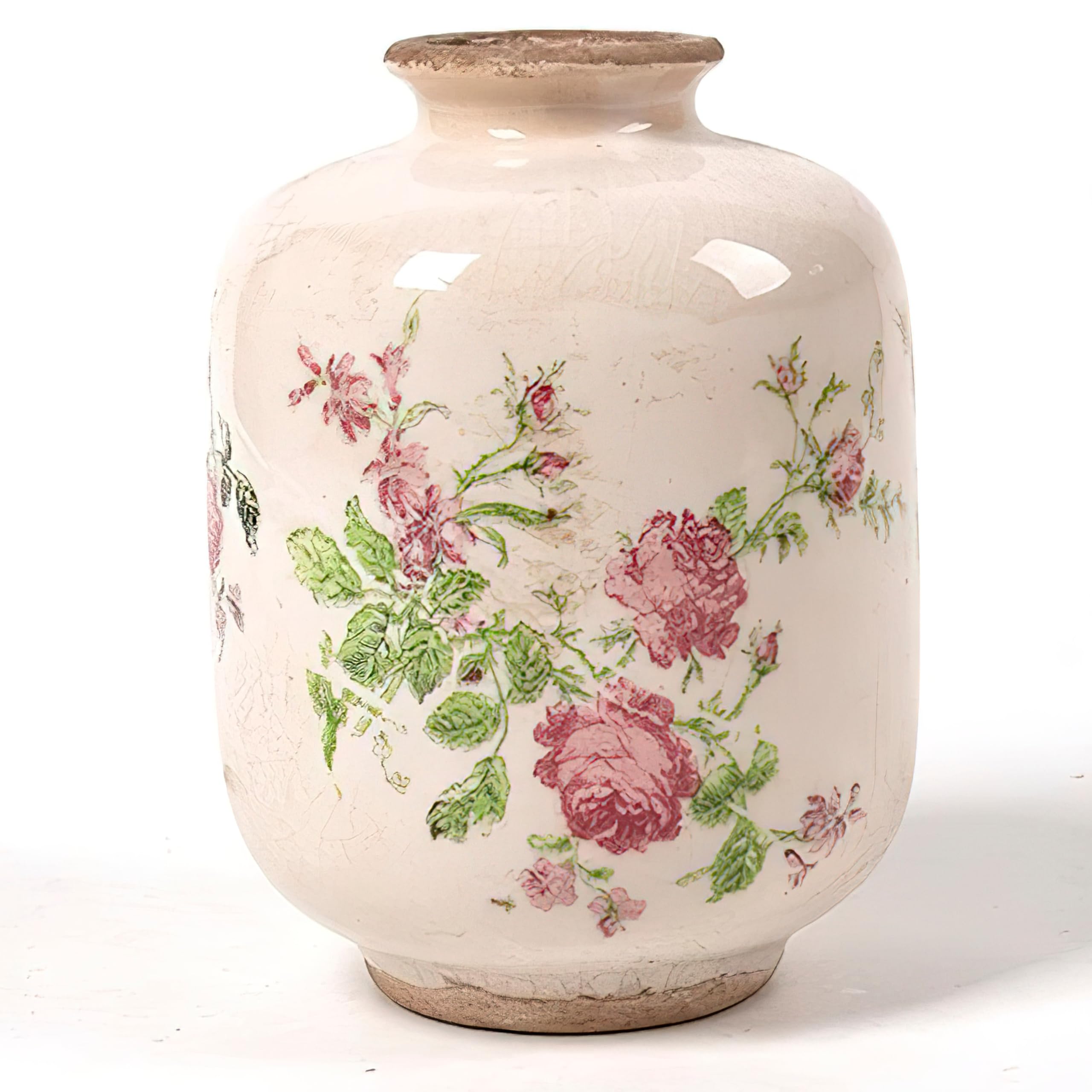 Brocante vaas en schaal met bloemen (set van 2) - JAN Verhuur