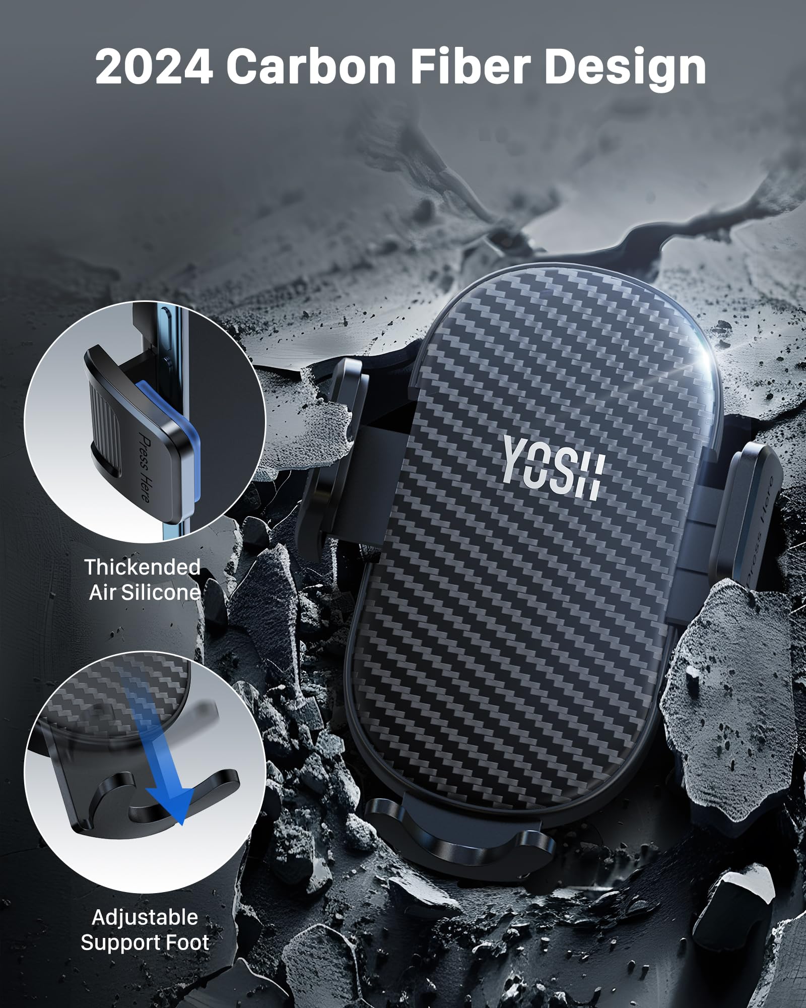 YOSH Uchwyt samochodowy na telefon wentylacyjny, ulepszony metalowy uchwyt na telefon z podwójnym zamkiem, uchwyt na odpowietrznik do iPhone'a 16 15 14 13 12 11 Pro Max Plus Samsung S24 S23 S22 S21
