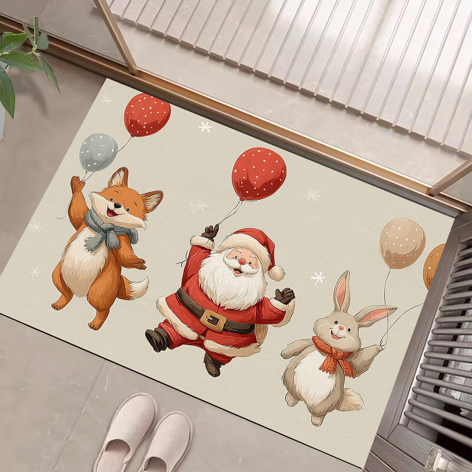 Tapis de porte sans glissement 80x120cm de Noël pour sécuriser l'entrée et la cuisine en hiver