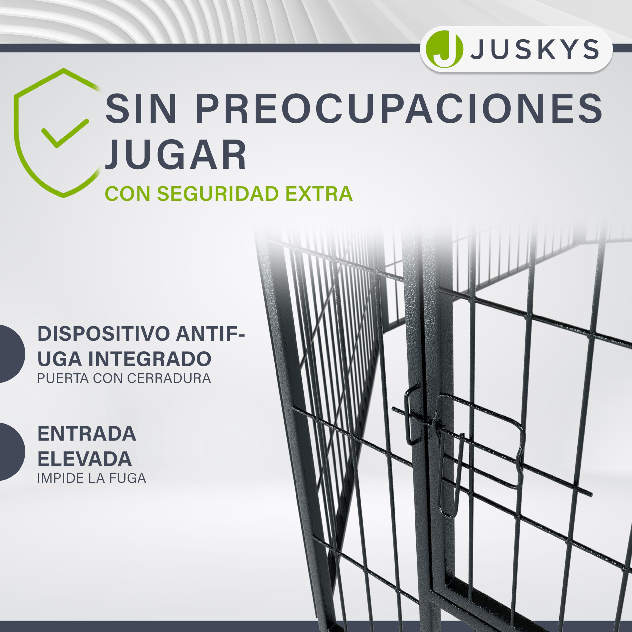 Juskys recinto para cachorros - Parque para cachorros 8 piezas de metal - recinto con puerta - Rejilla para cachorros, conejos y animales pequeños (160 x 160 x 60 cm)