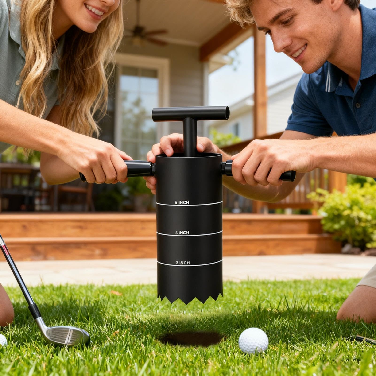 Golf-Lochschneider – 4/6-Zoll-Griffstanzmaschine | Abnehmbarer Outdoor-Lochgräber, Golf-Lochbohrer, Trainings-Putter Für Outdoor-Driving-Range-Kurse, Hinterhof-Garten-Rasen-Gras-Putting-Green