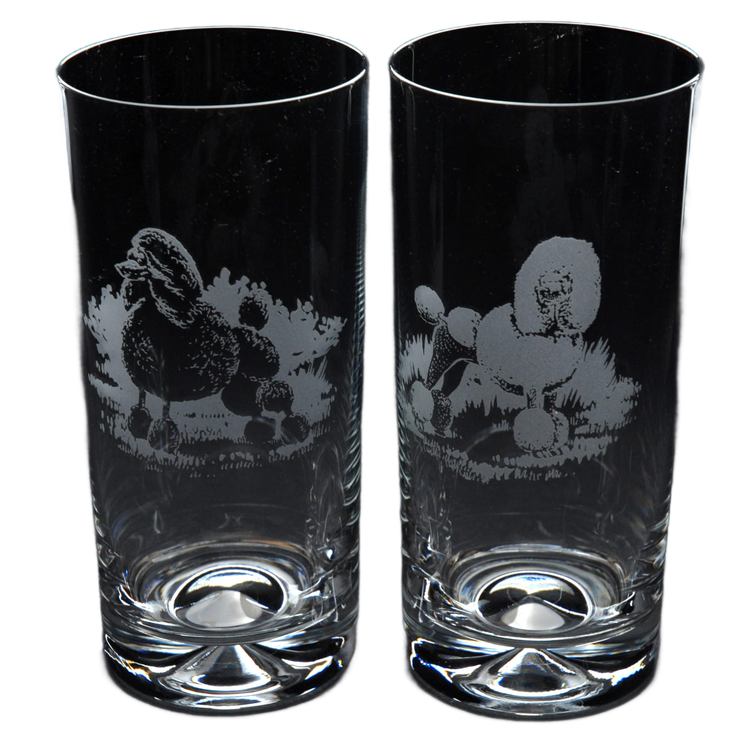 GLYPTIC Glass Art Poodle Dog Placement Hand Etched/Engraved Highball Glass โ image 1