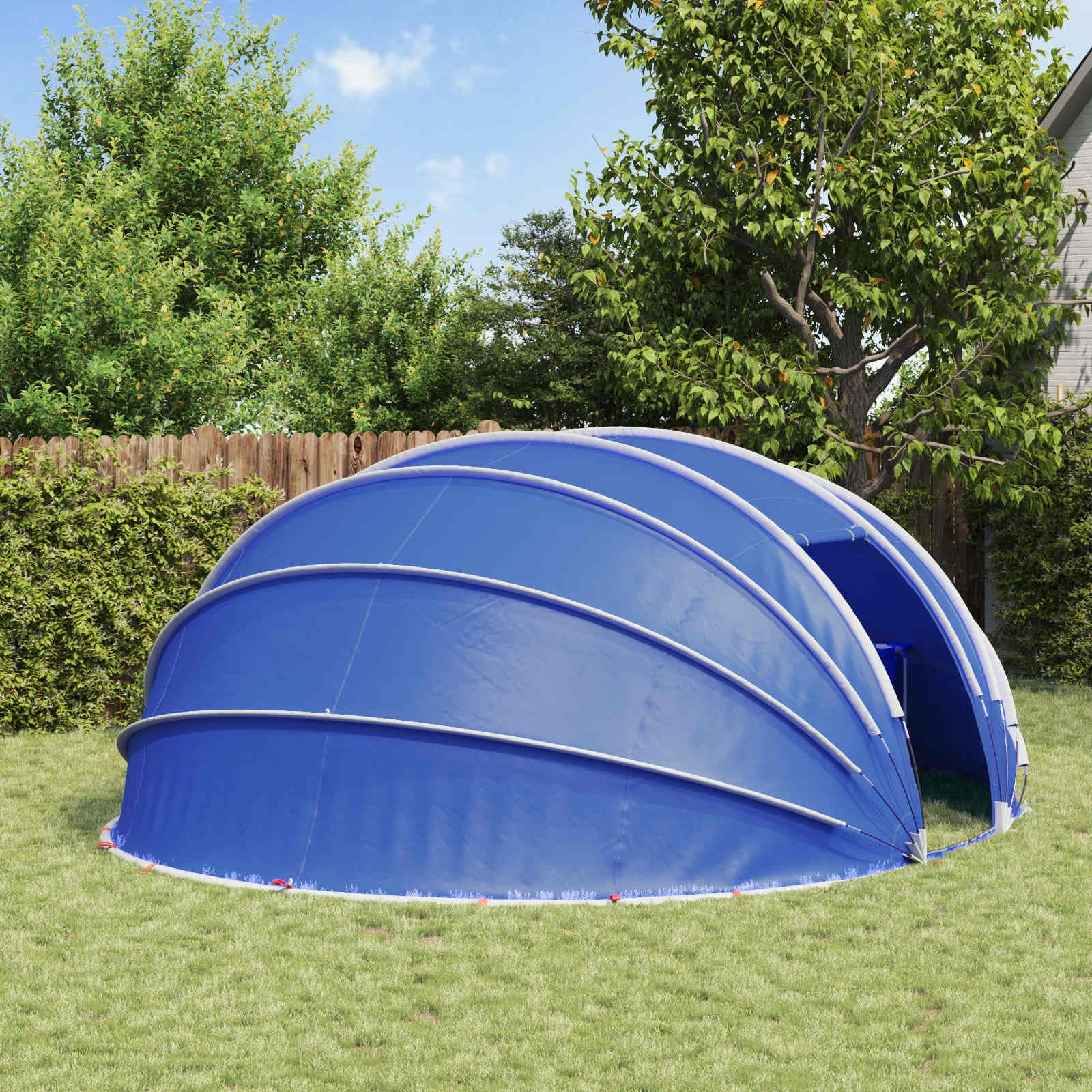 Tenda a cupola per piscina, 538 x 440 x 204 cm, colore azzurro, telone protettivo per piscina, per uso estivo e invernale