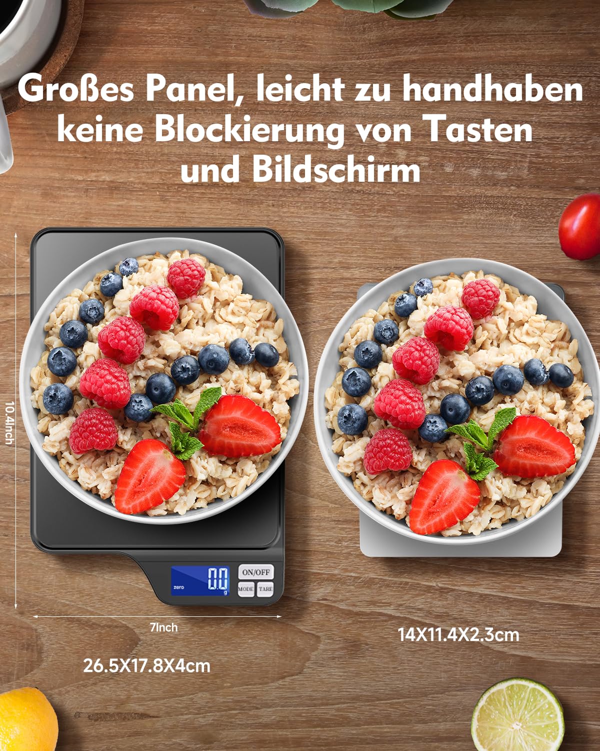 Küchenwaage Digital USB-Aufladung, 5KG/0.1g Tara Funktion, Waage küchen mit Großer Edelstahl Küchenwaage zum Backen und Kochen,Messen von Zutaten, Schmuck so weiter Abschaltautomatik,Tara-Funktion
