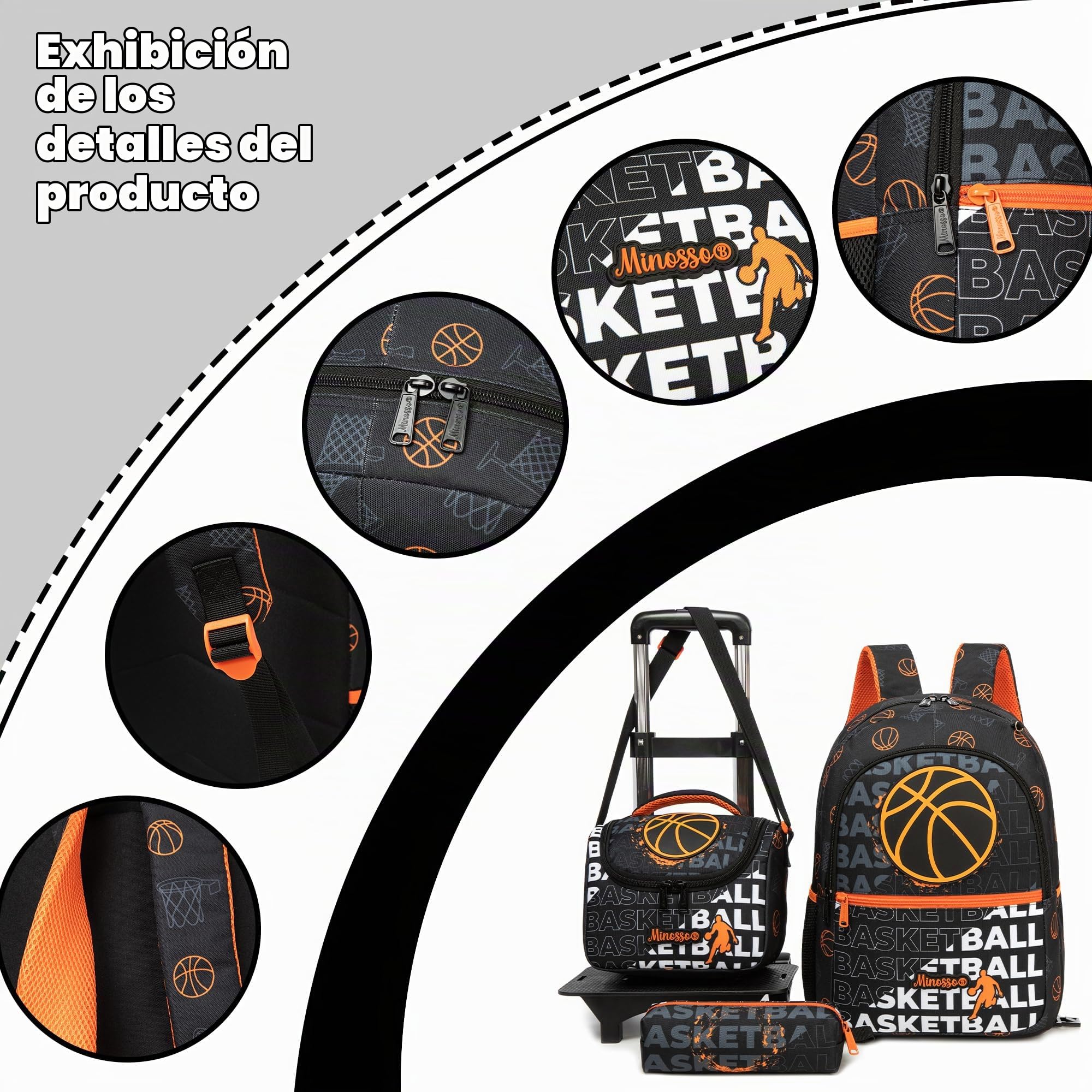 HTgroce Mochila Escolar con Ruedas Niños Trolley Estudiantes de Primaria Carros para Mochilas Bolsa de Almuerzo Estuche Escolares Equipaje de Viaje