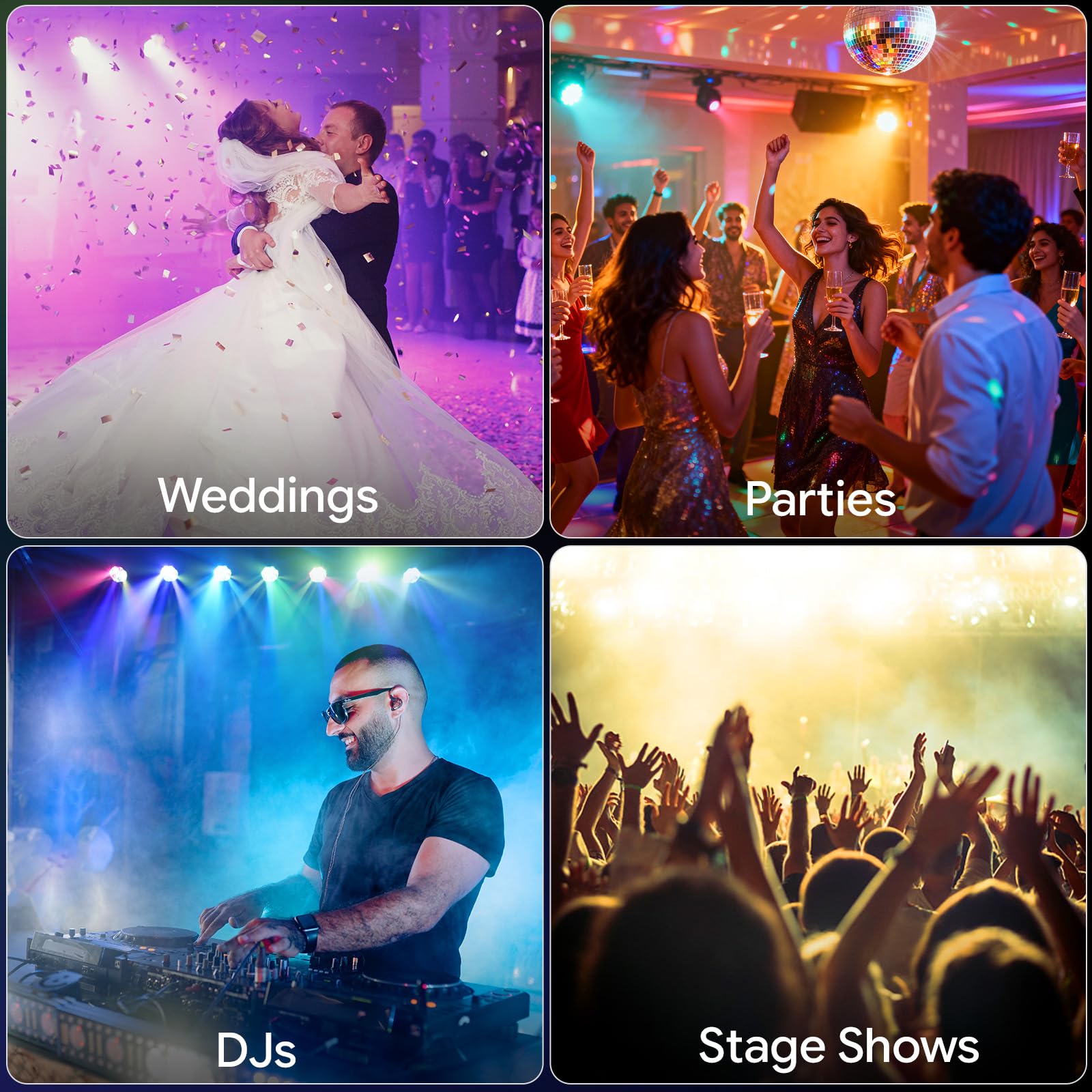 280W Luce da Palco Testa Mobile LED RGBW Moving Head con DMX512,Effetti Wash/Fascio/Vortice/Caleidoscopio/Messa a Fuoco Elettronica,Luce Discoteca per DJ Party Bar Club Natale Feste
