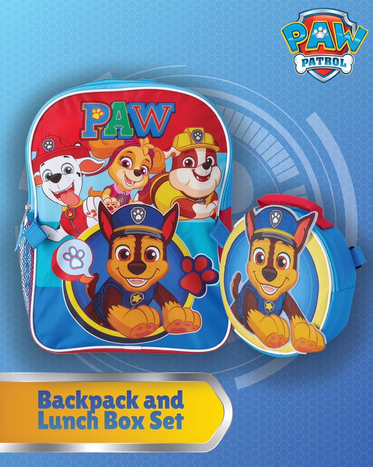 Fast Forward Paw Patrol Kids Backpack and Lunch Box Set - 14" Boys & Girls Backpack with Lunch Box for Preschool Kindergarten, Paw Red/Yellow - Image 2