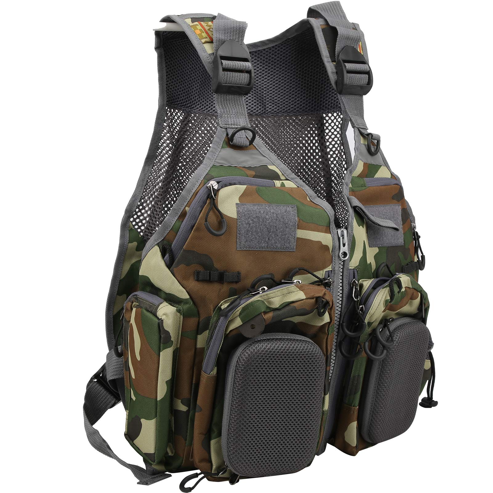 VGEBY Giacca multifunzionale da esterno Caccia Pesca Viaggio Gilet mimetico con tasche Lavoro Caccia Pesca Viaggio Foto Gilet con tasca