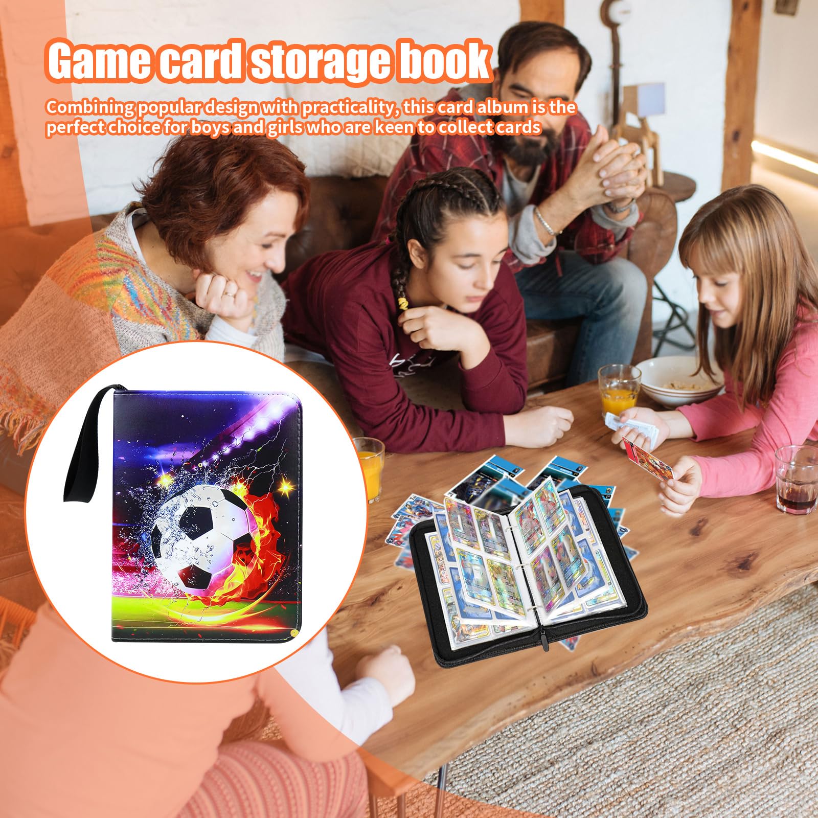 Trading Card Album for Cards 4 Pockets, 50 Pages, 400 Cards, Capacity Trading Card Folder - Image 3