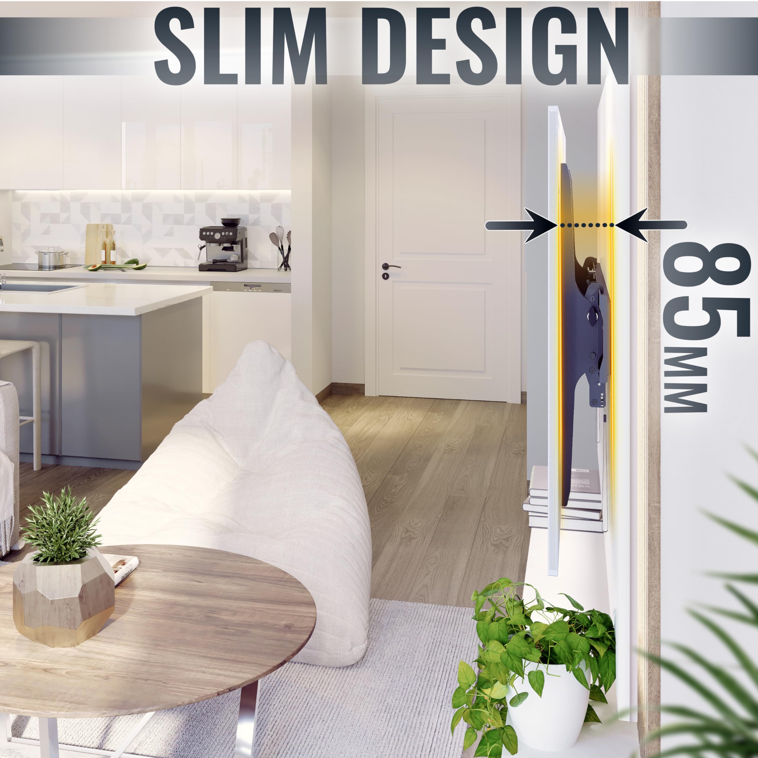 RICOO Supporto TV parete N2396 Inclinabile Fisso Televisore 60-100" (152-254 cm) Staffa universale Televisione LED/LCD/Curvo VESA 500 x 300-900 x 600