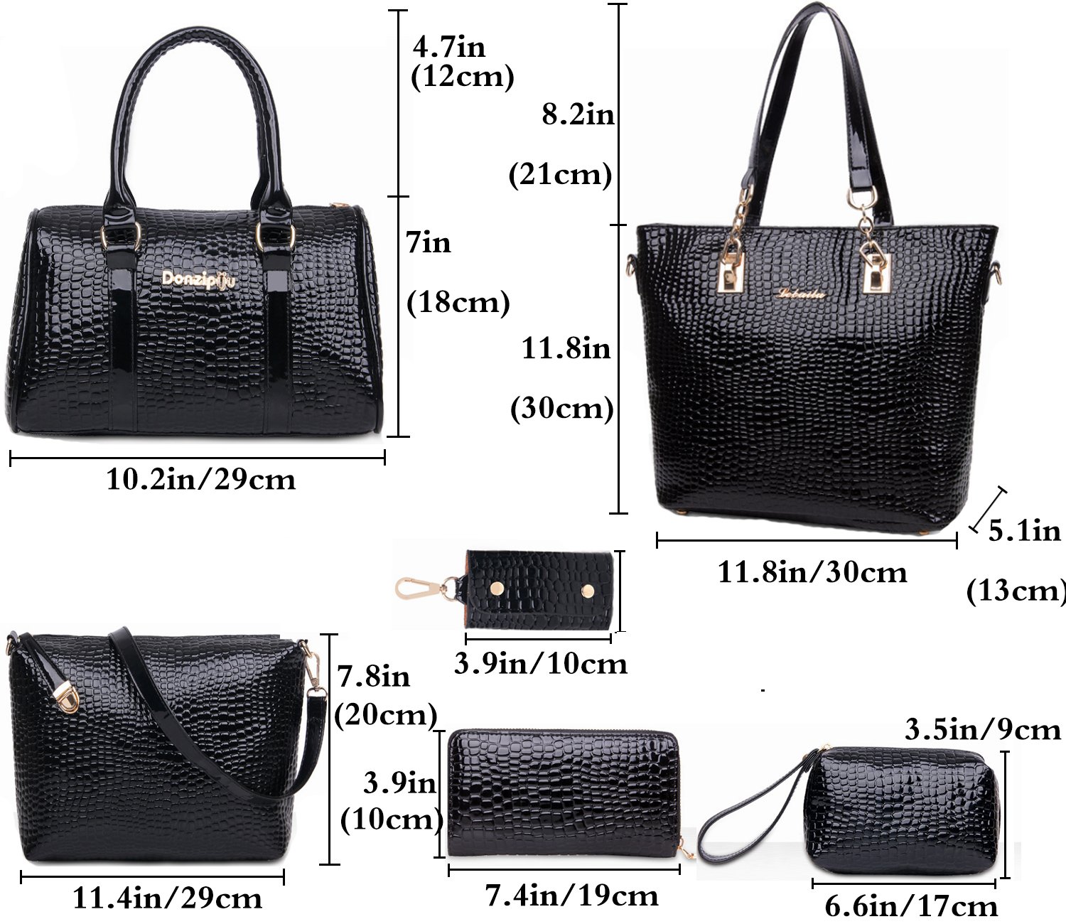 Conjunto de Bolso para Mujer de 6 Piezas Bolsos Bandolera Mochila Totes Shoppers y bolso de hombro Billetera Llavero Cuero de PU Carteras de mano y clutches Escuela Compras Shoulder Bag